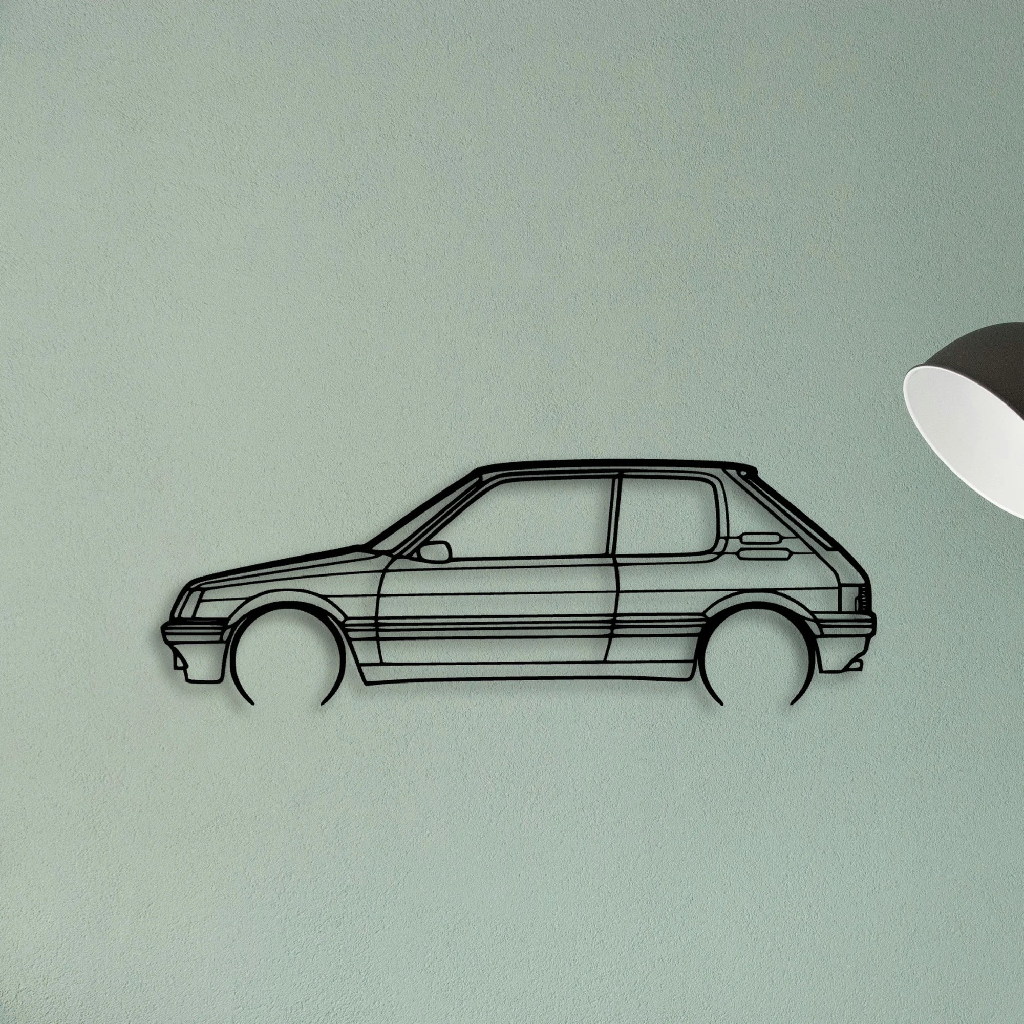 205 GTI 3 Classic Silhouette Metal Wall Art - Tinvibe