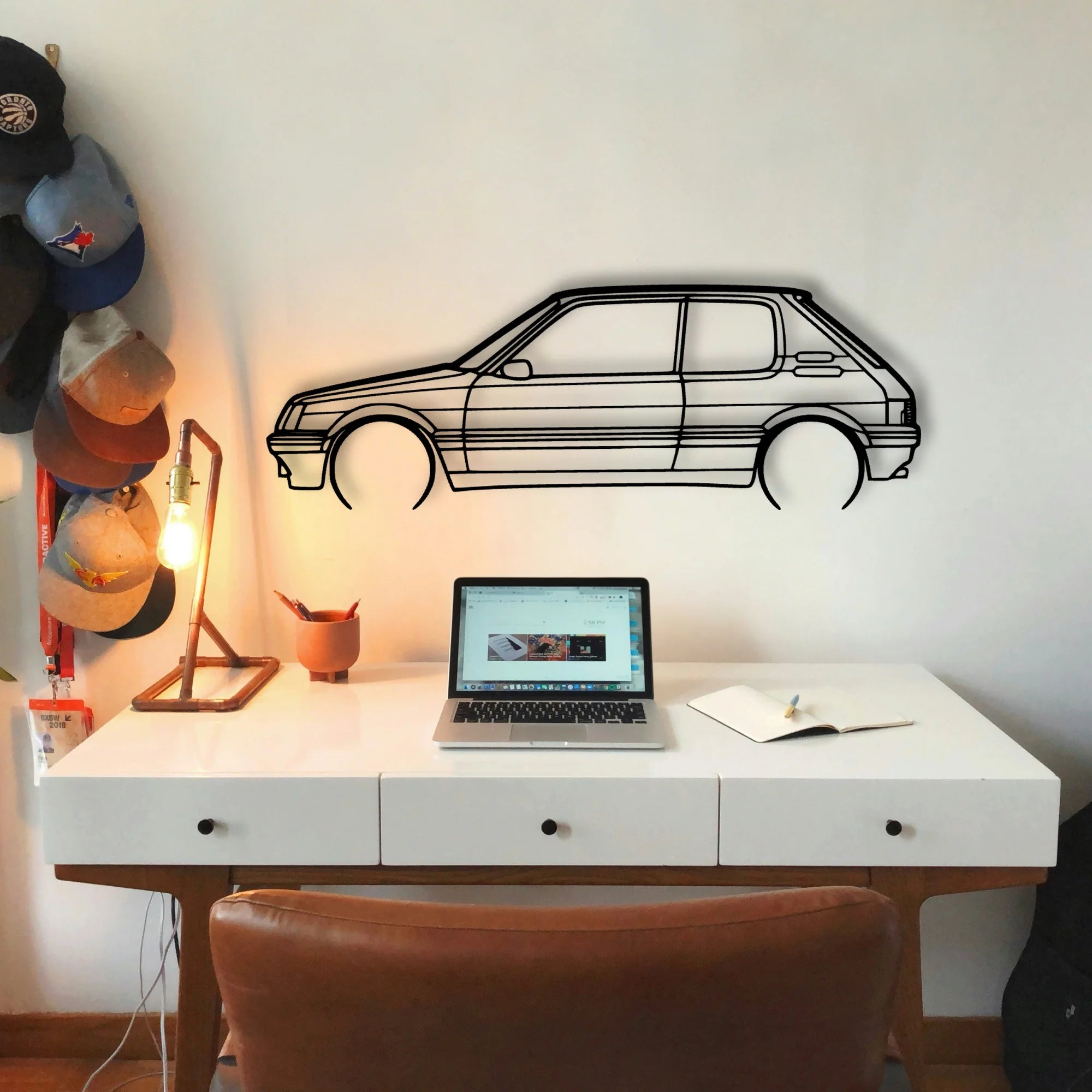 205 GTI 3 Classic Silhouette Metal Wall Art - Tinvibe
