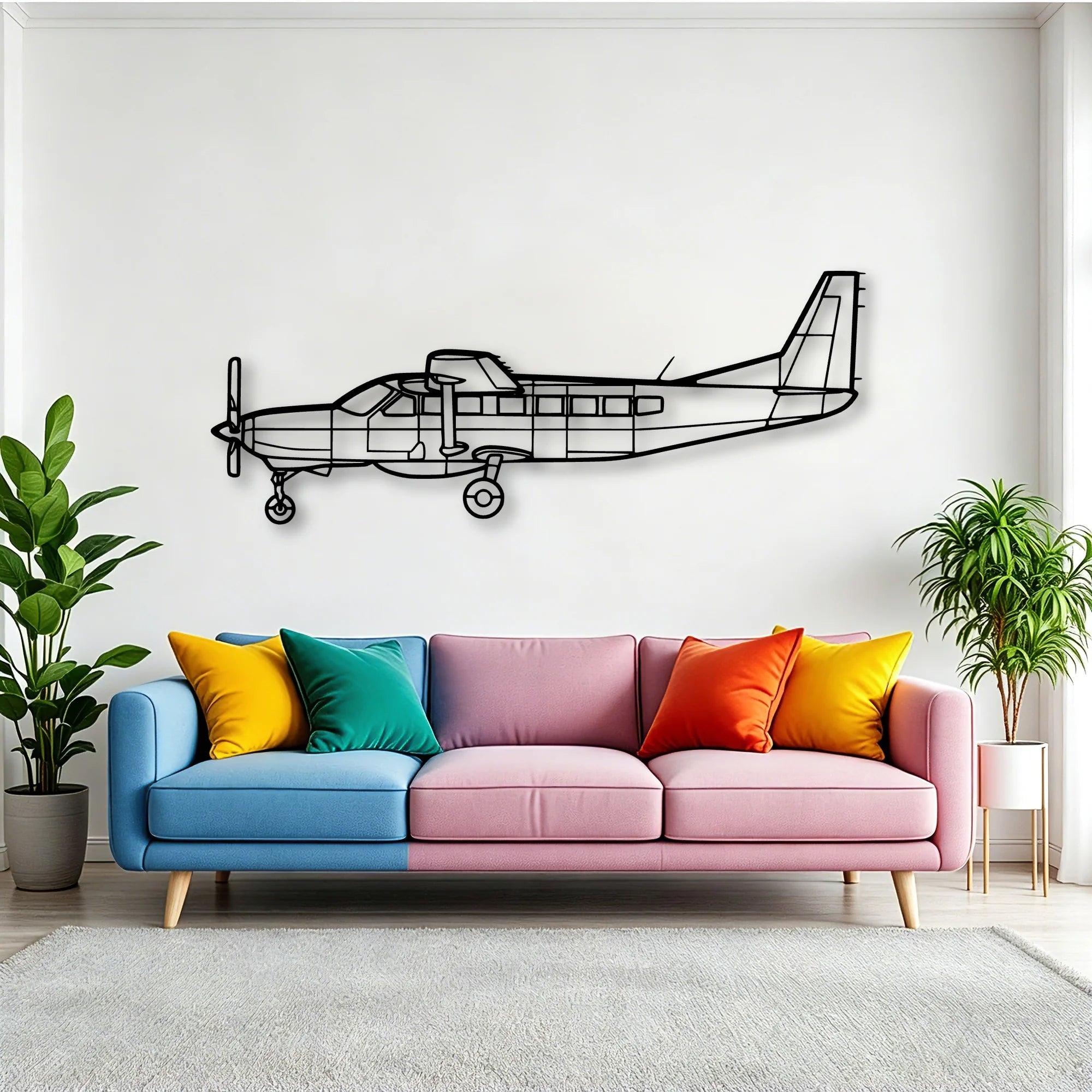 206 Turbo Stationair Classic Aircraft Silhouette Metal Wall Art - Tinvibe