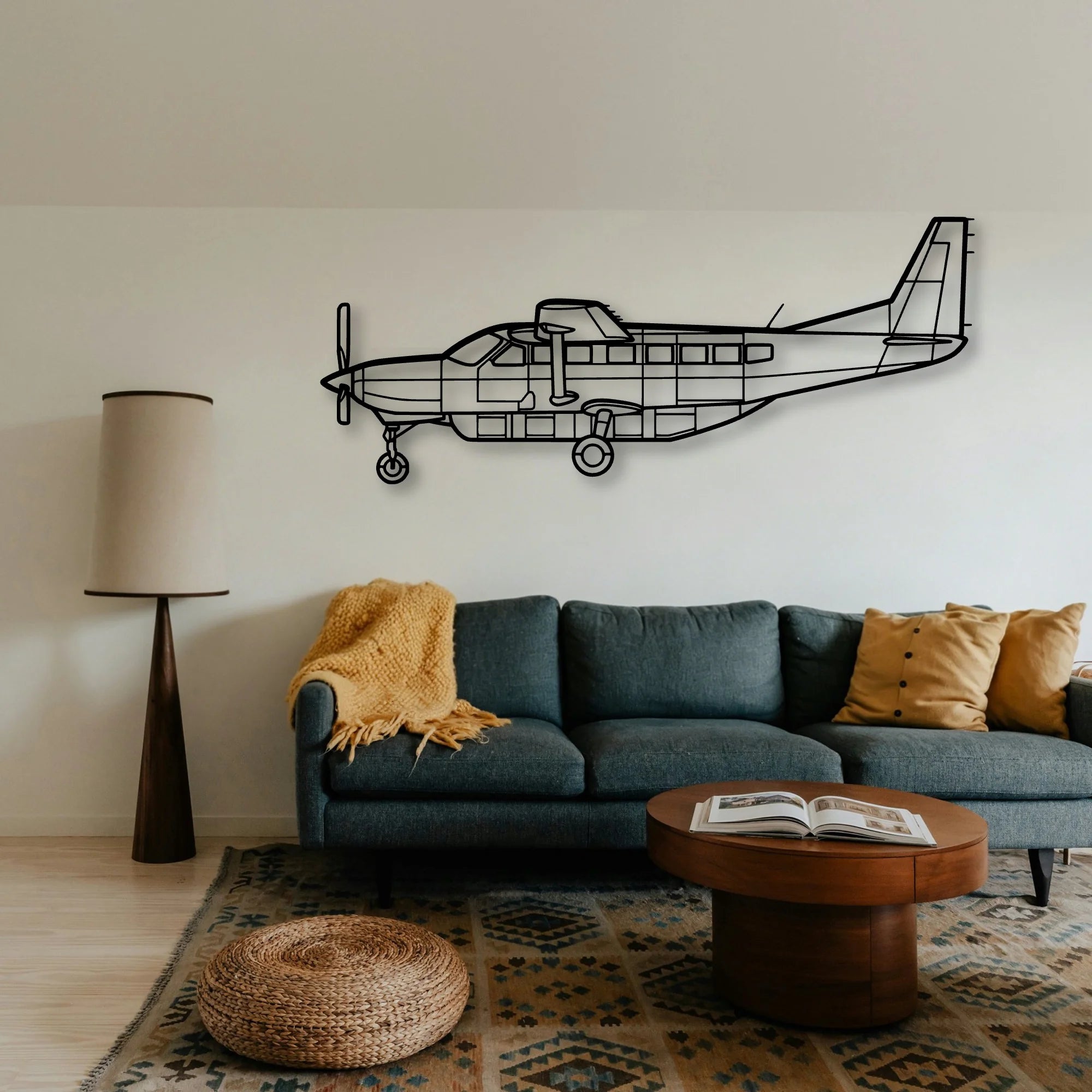 208 Caravan Classic Aircraft Silhouette Metal Wall Art - Tinvibe