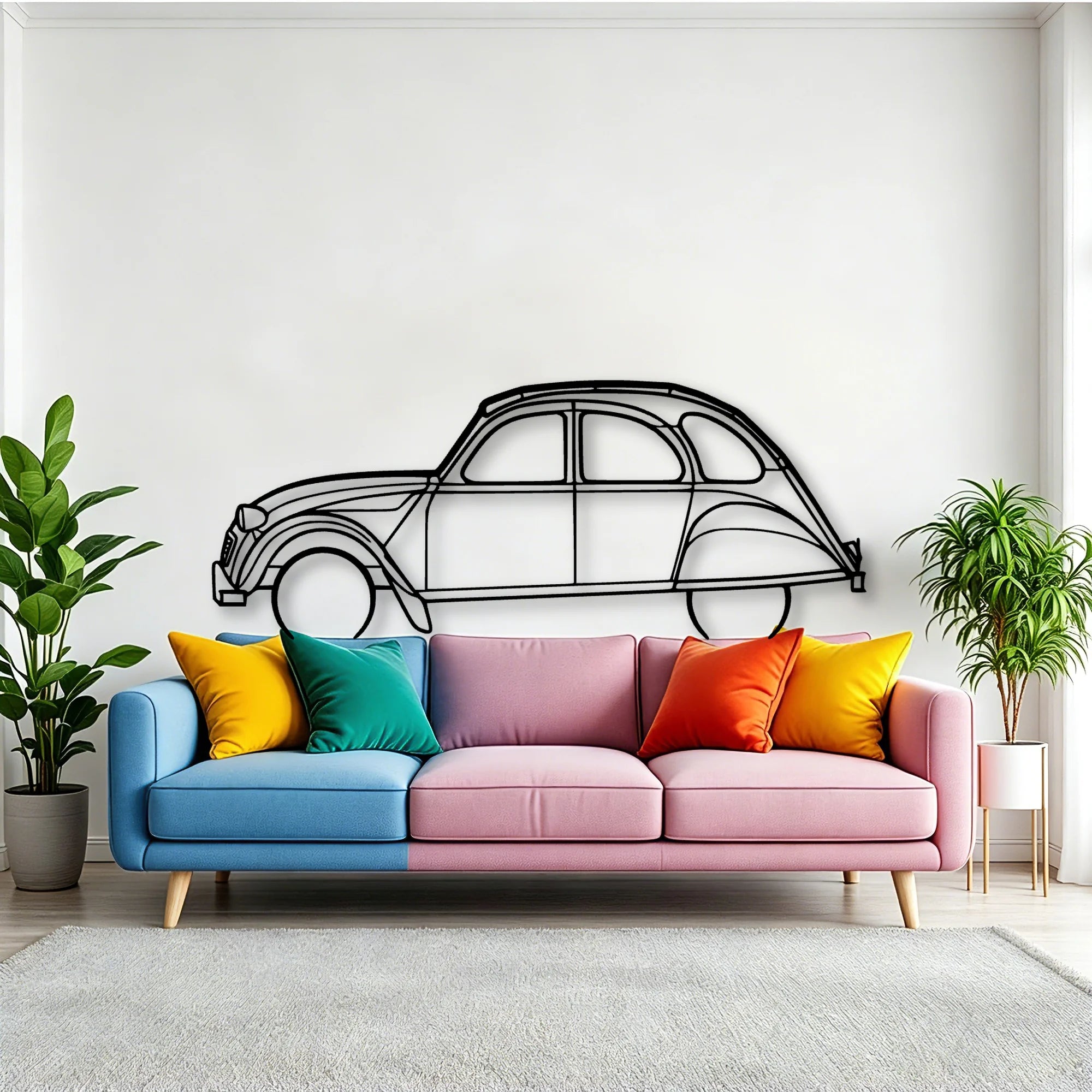 2CV 1966 Classic Silhouette Metal Wall Art - Tinvibe