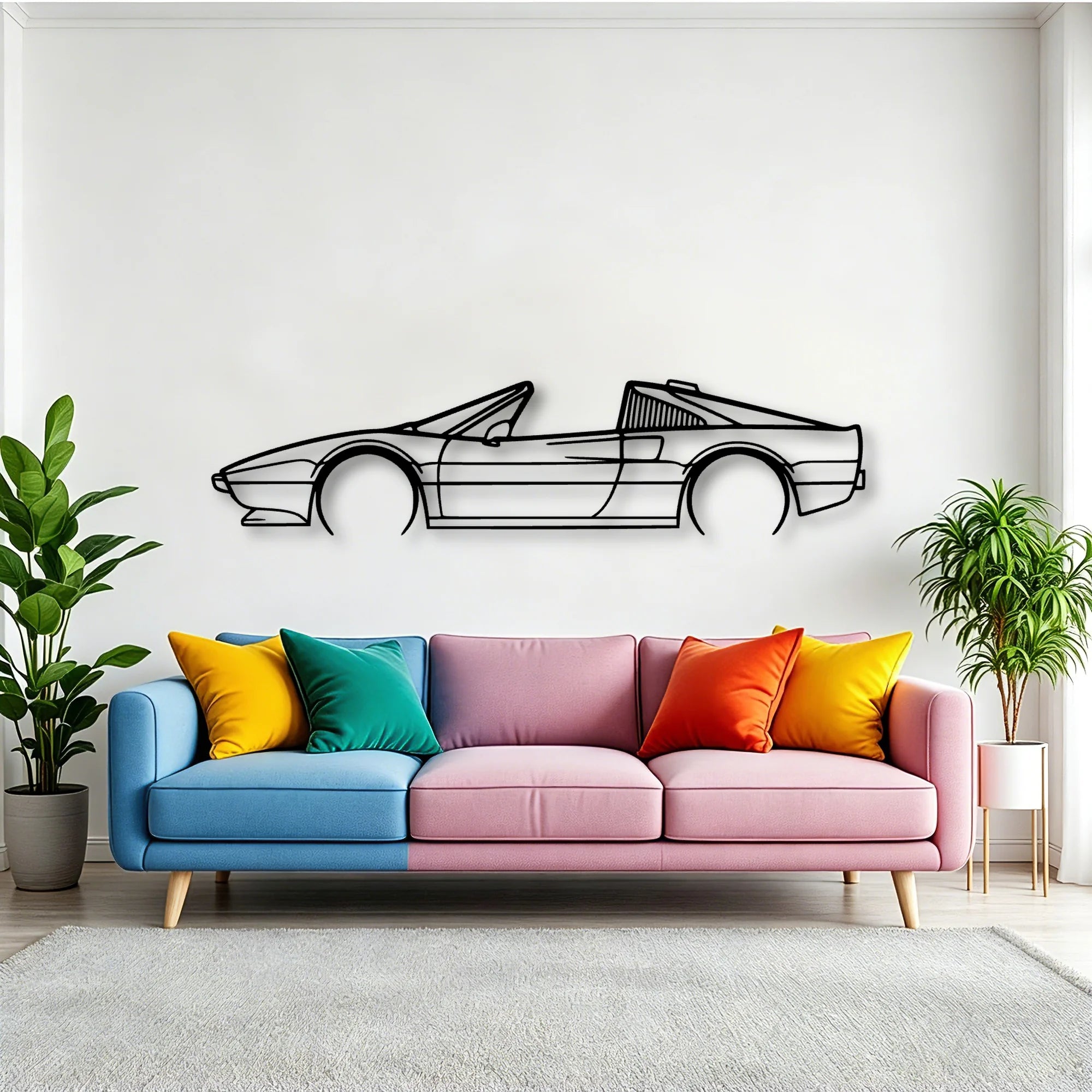 308 GTS QV 1984 Classic Silhouette Metal Wall Art - Tinvibe