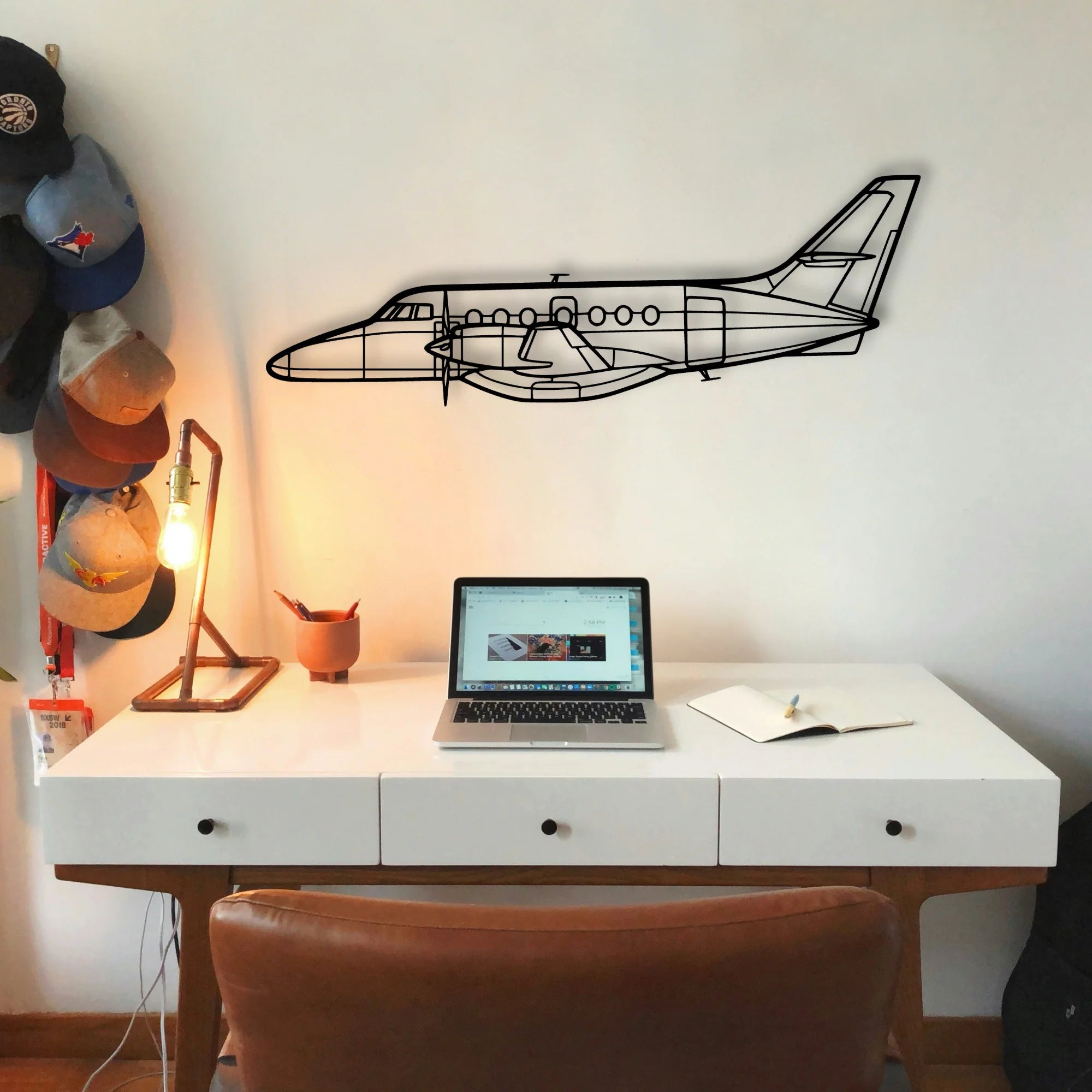340B Plus Classic Aircraft Silhouette Metal Wall Art - Tinvibe