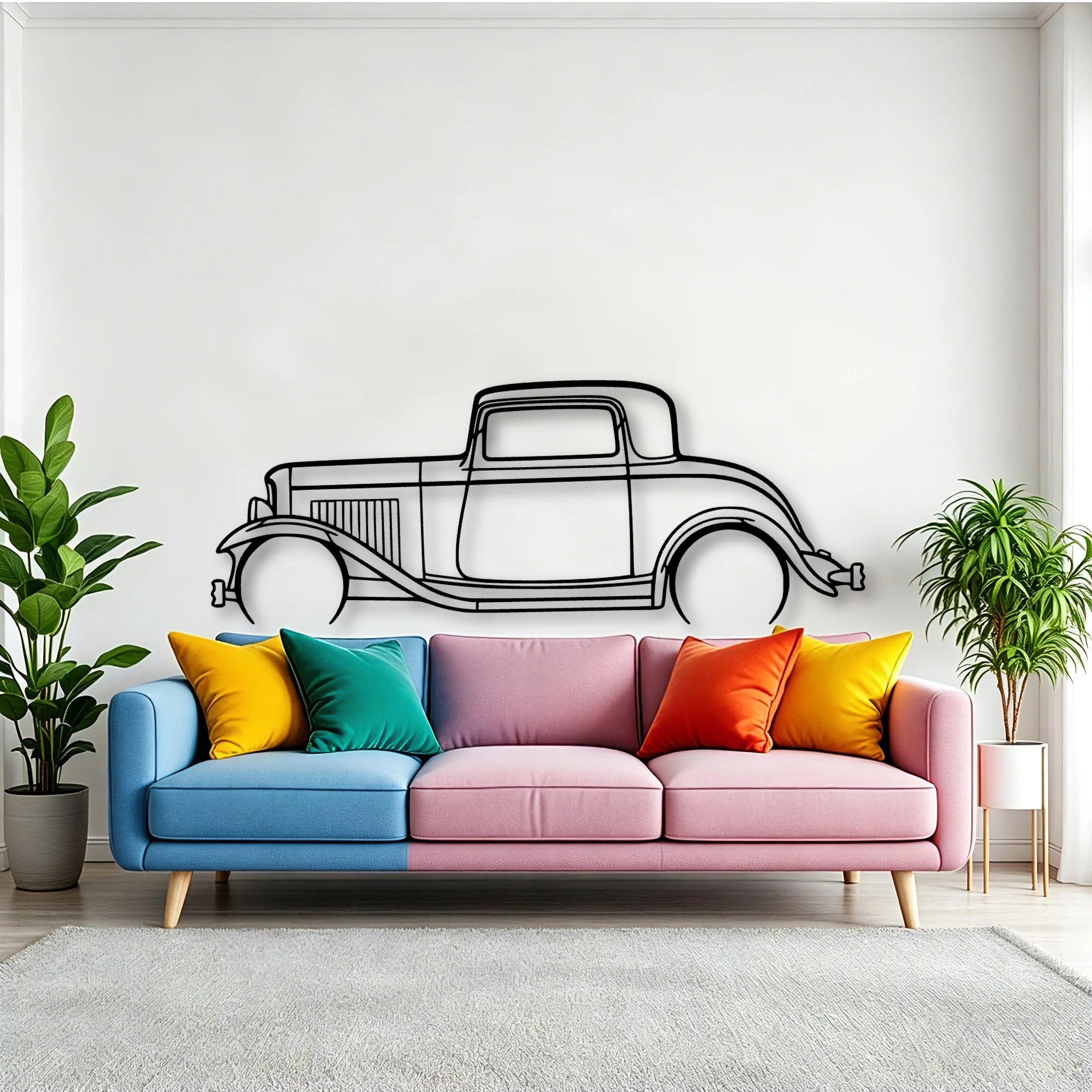 3 Window Coupe 1932 Classic Silhouette Metal Wall Art - Tinvibe