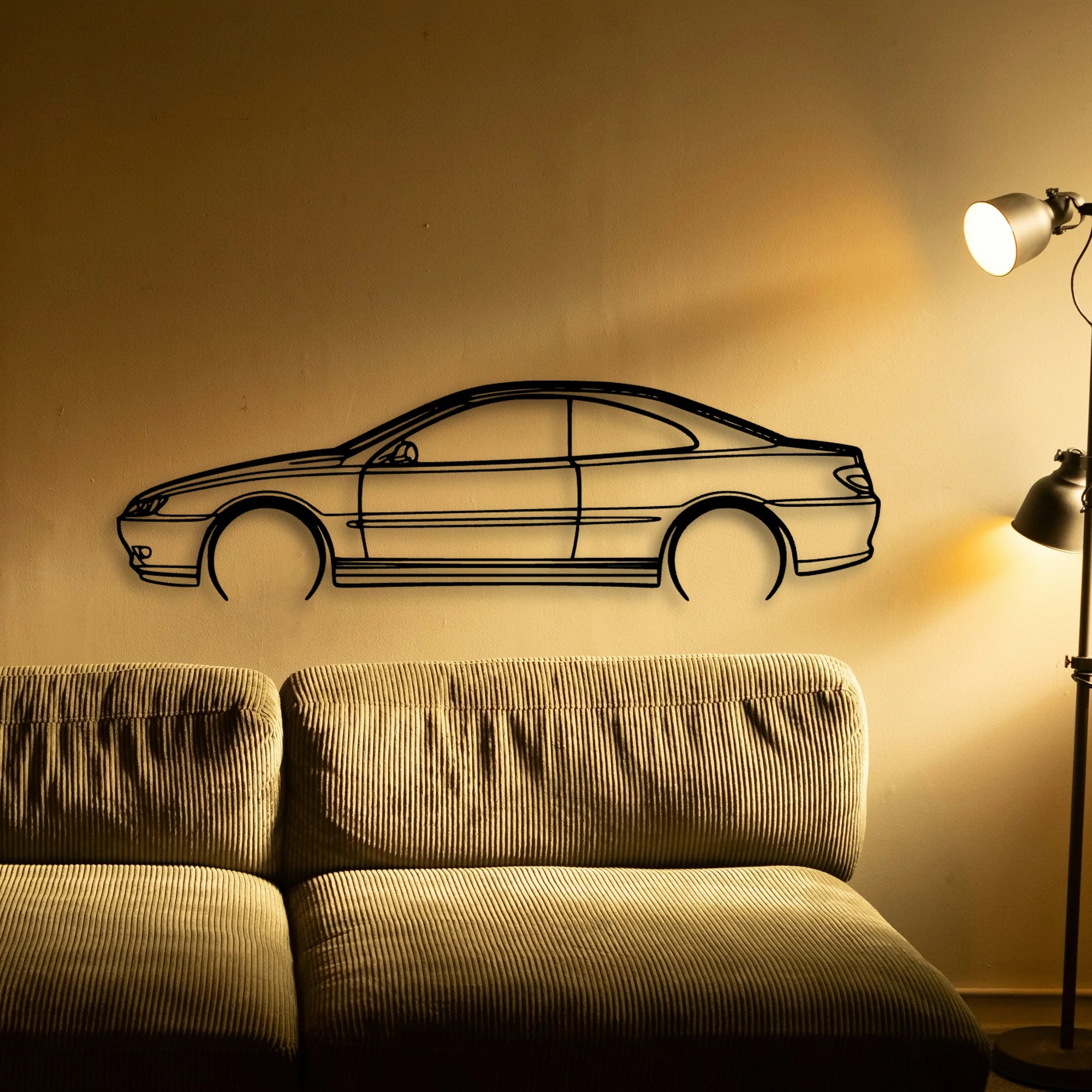406 Coupe 1999 Classic Silhouette Metal Wall Art - Tinvibe