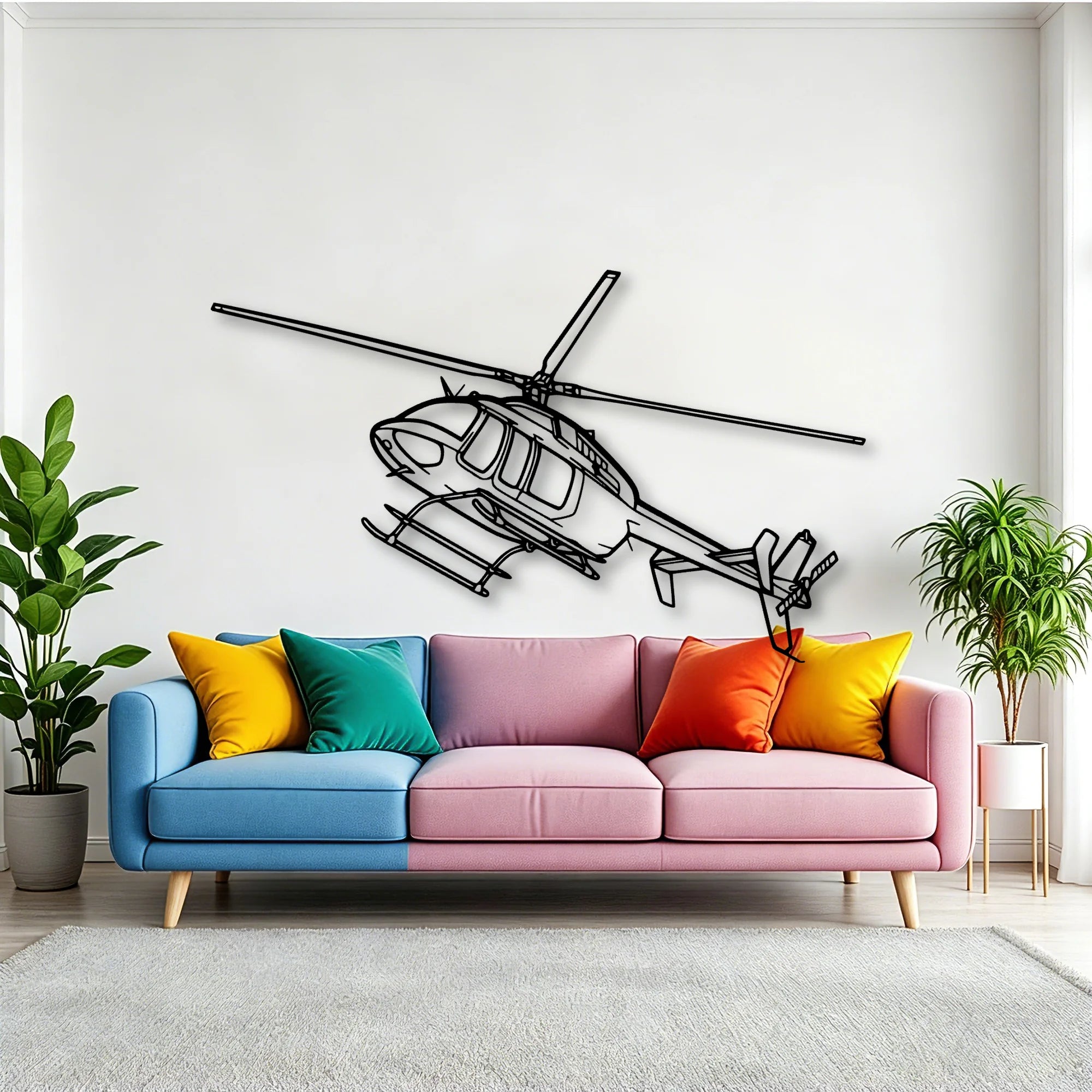 407GX Classic Aircraft Silhouette Metal Wall Art - Tinvibe