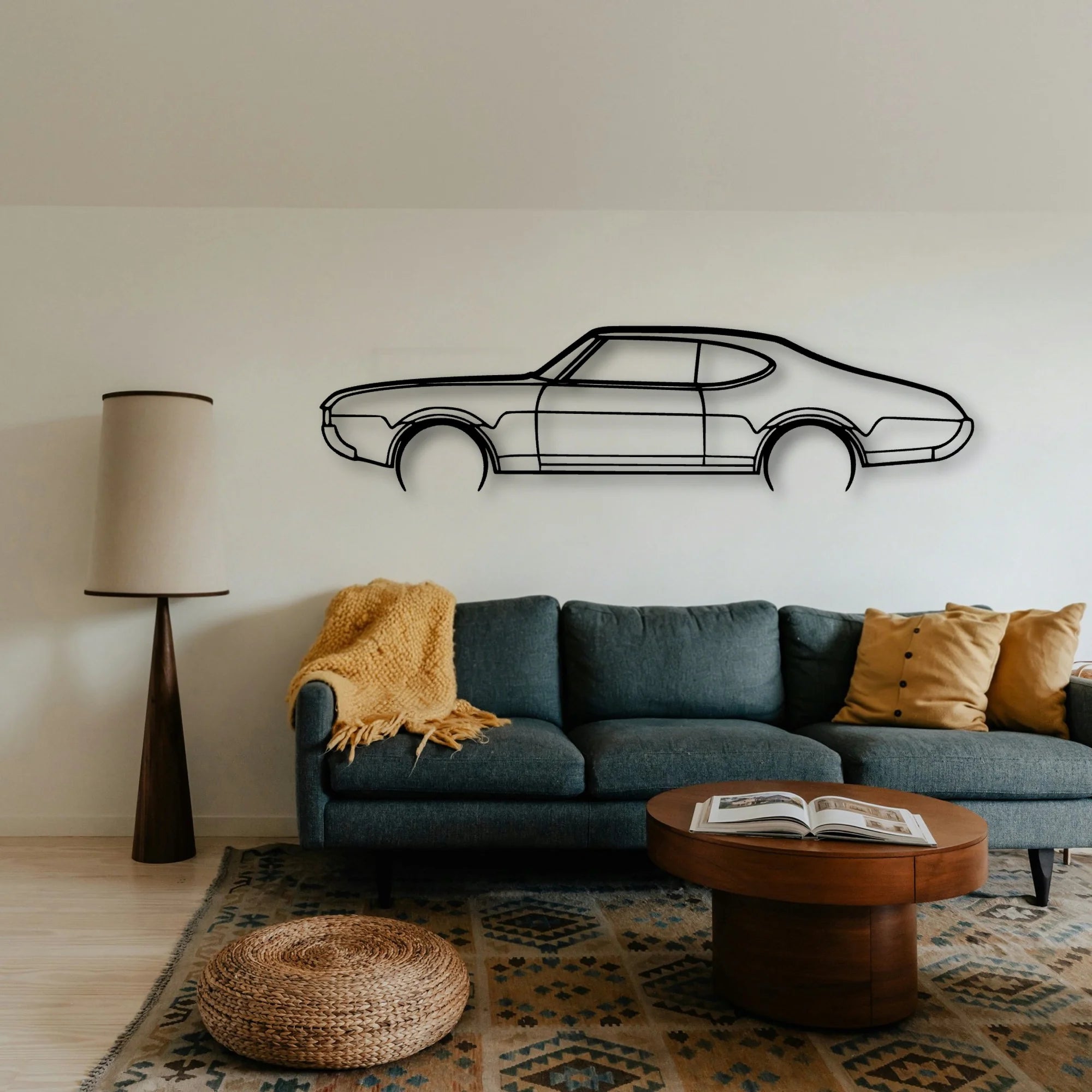 442 Holiday Coupe 1969 Classic Silhouette Metal Wall Art - Tinvibe