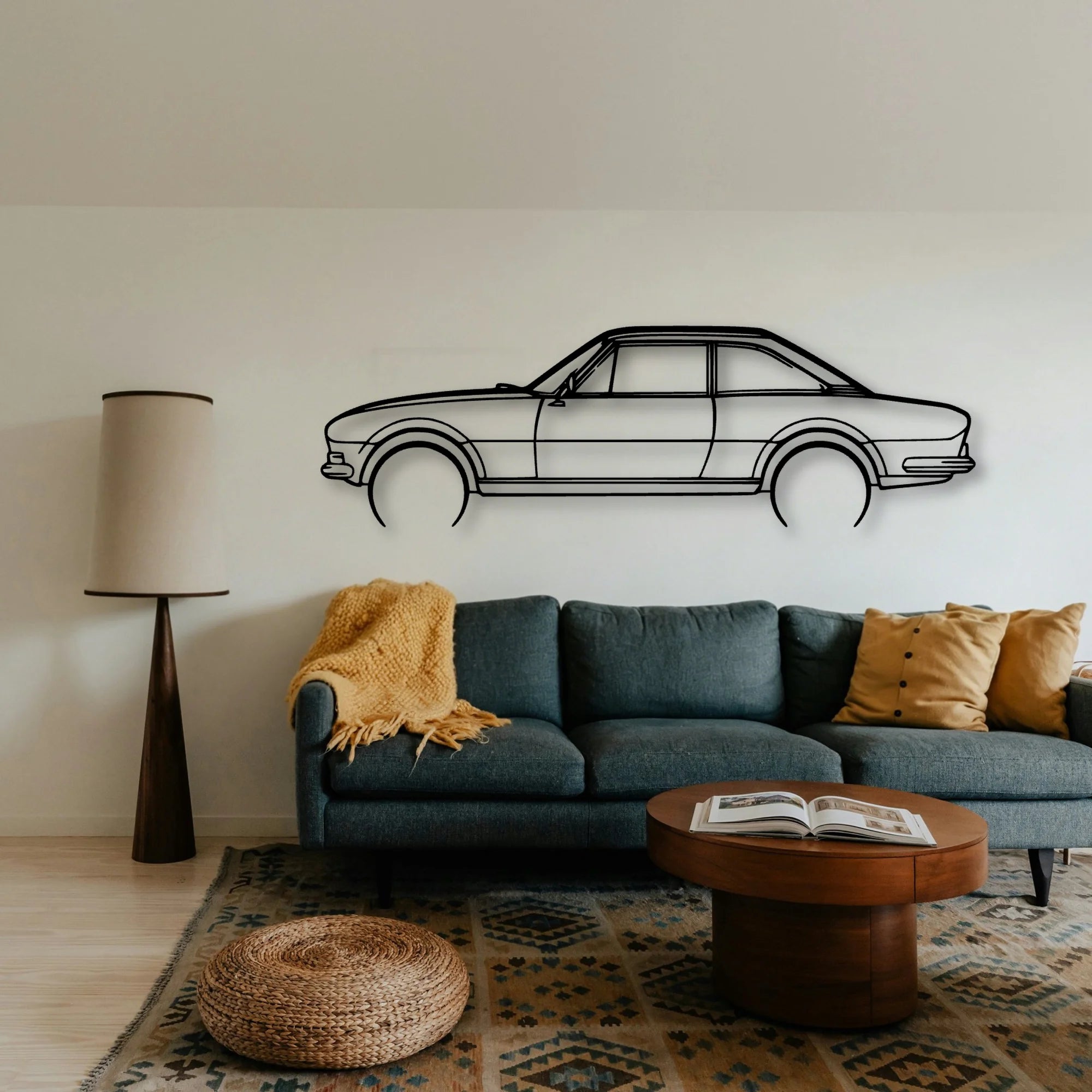 504 Coupe 1969 Classic Silhouette Metal Wall Art - Tinvibe