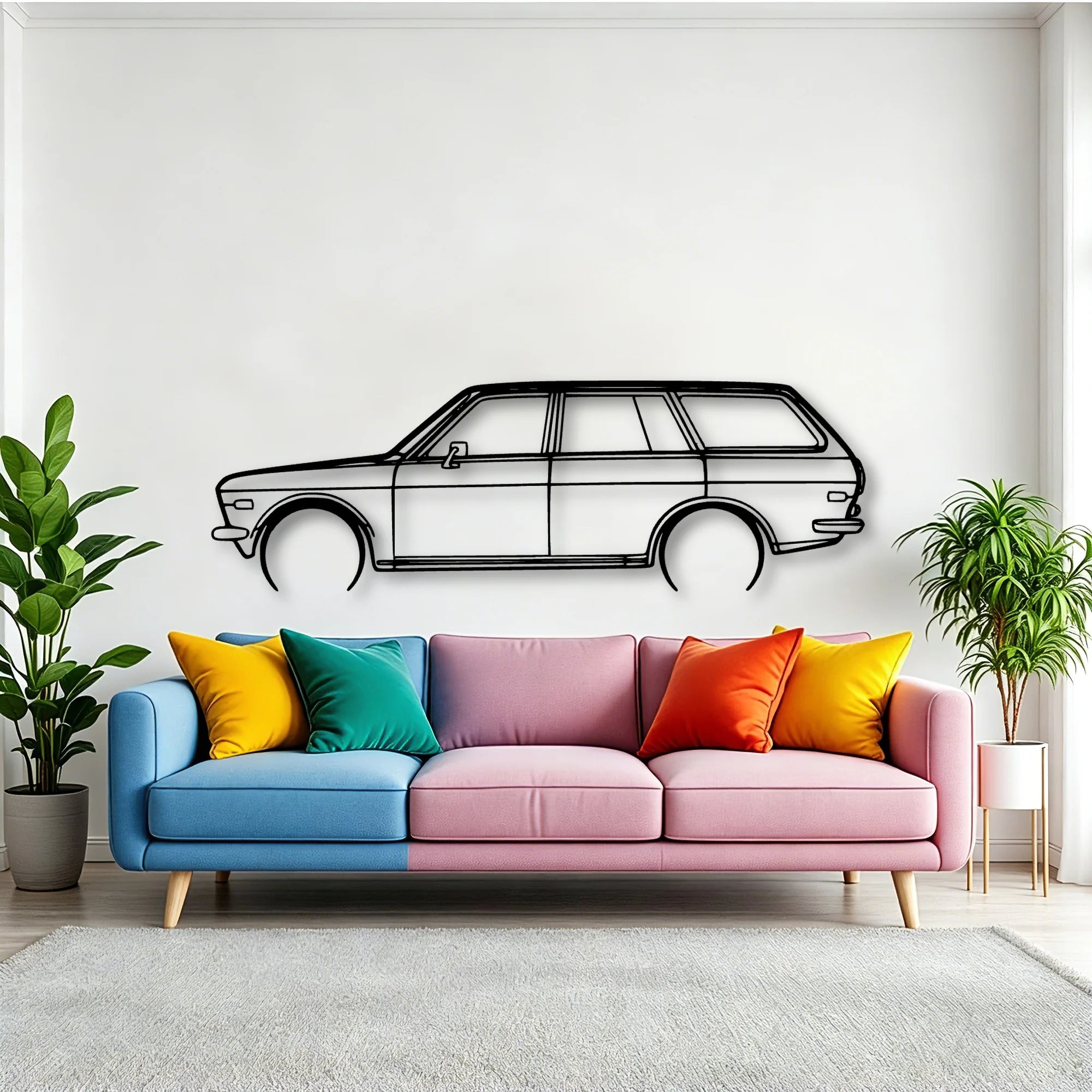510 1972 Wagon Classic Silhouette Metal Wall Art - Tinvibe