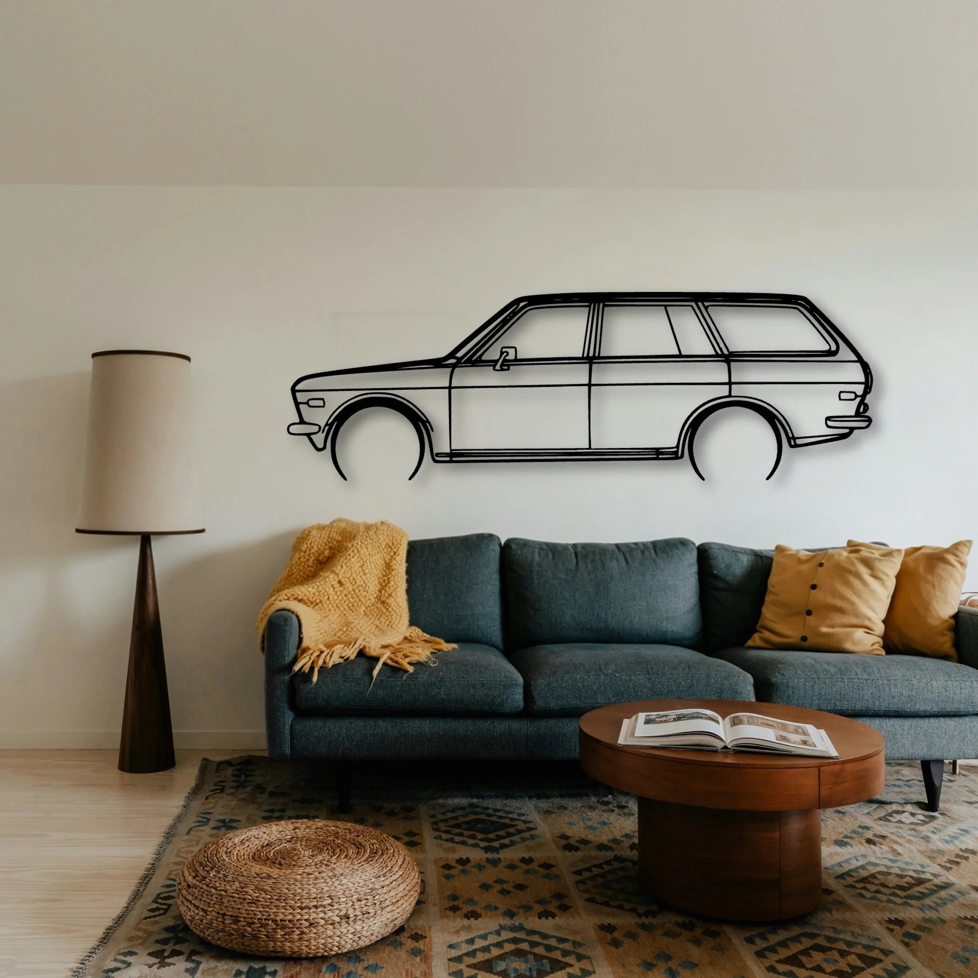 510 1972 Wagon Classic Silhouette Metal Wall Art - Tinvibe