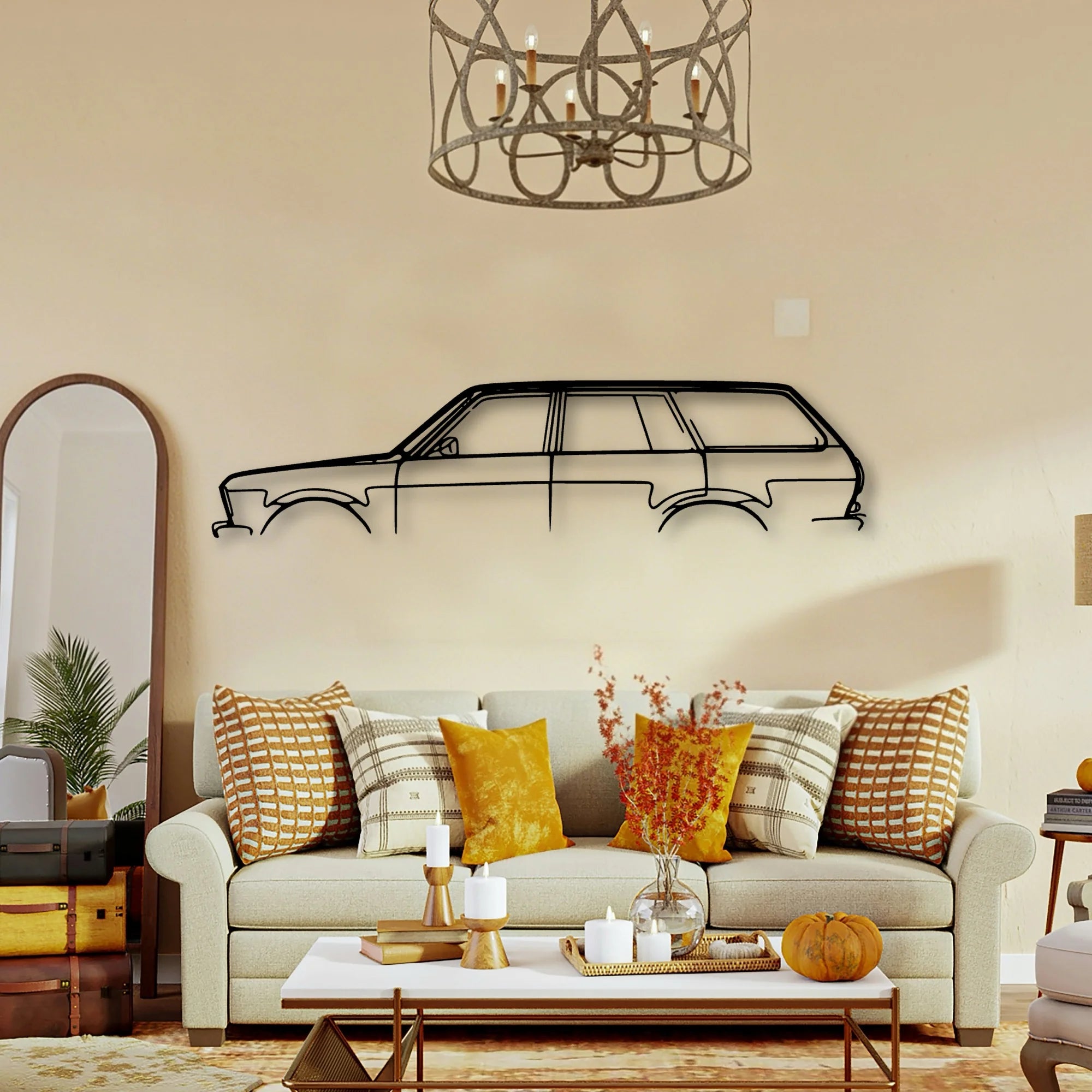 510 Wagon 1972 Classic Silhouette Metal Wall Art - Tinvibe