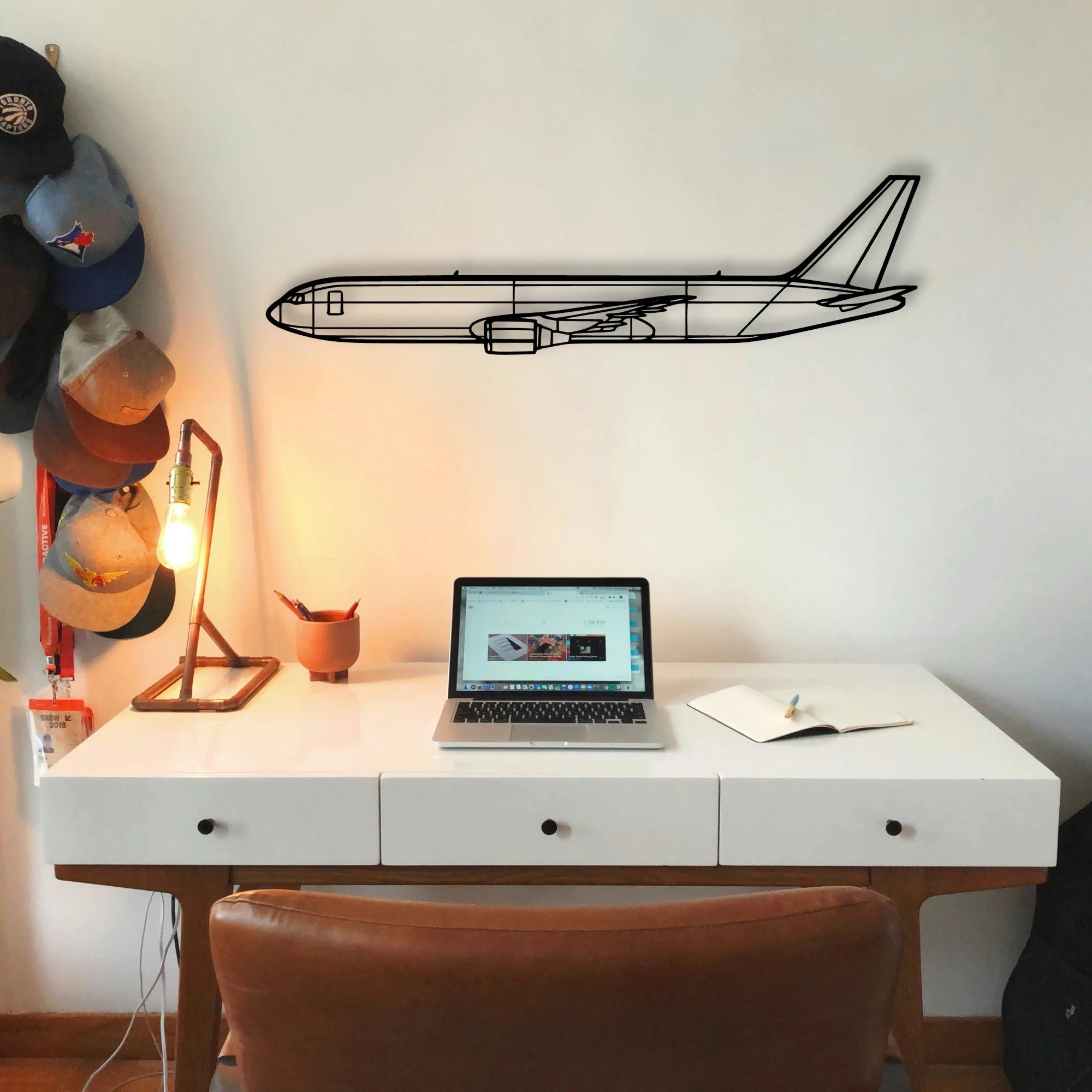 767 300F 2 Classic Aircraft Silhouette Metal Wall Art - Tinvibe