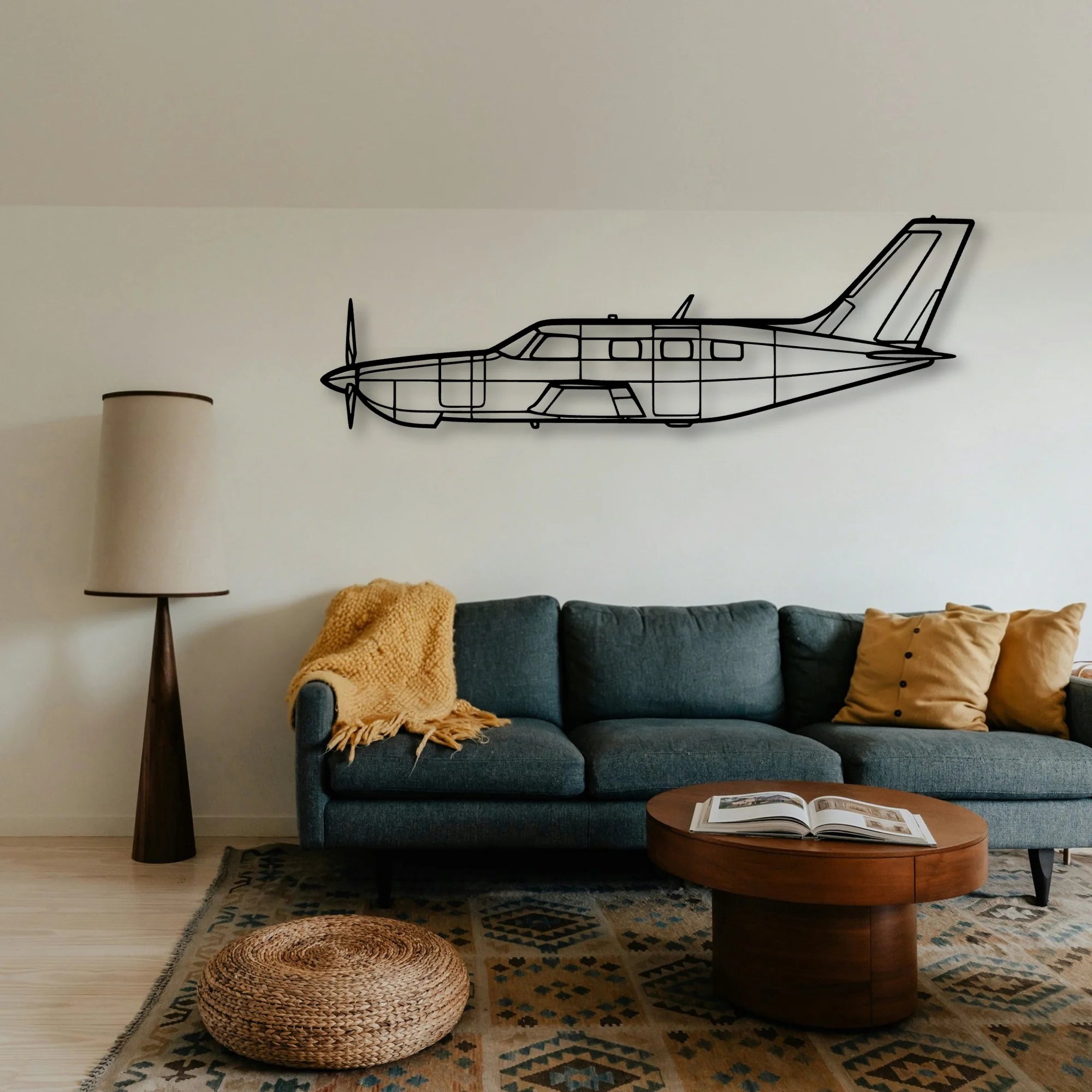 95 B55 Baron Classic Aircraft Silhouette Metal Wall Art - Tinvibe