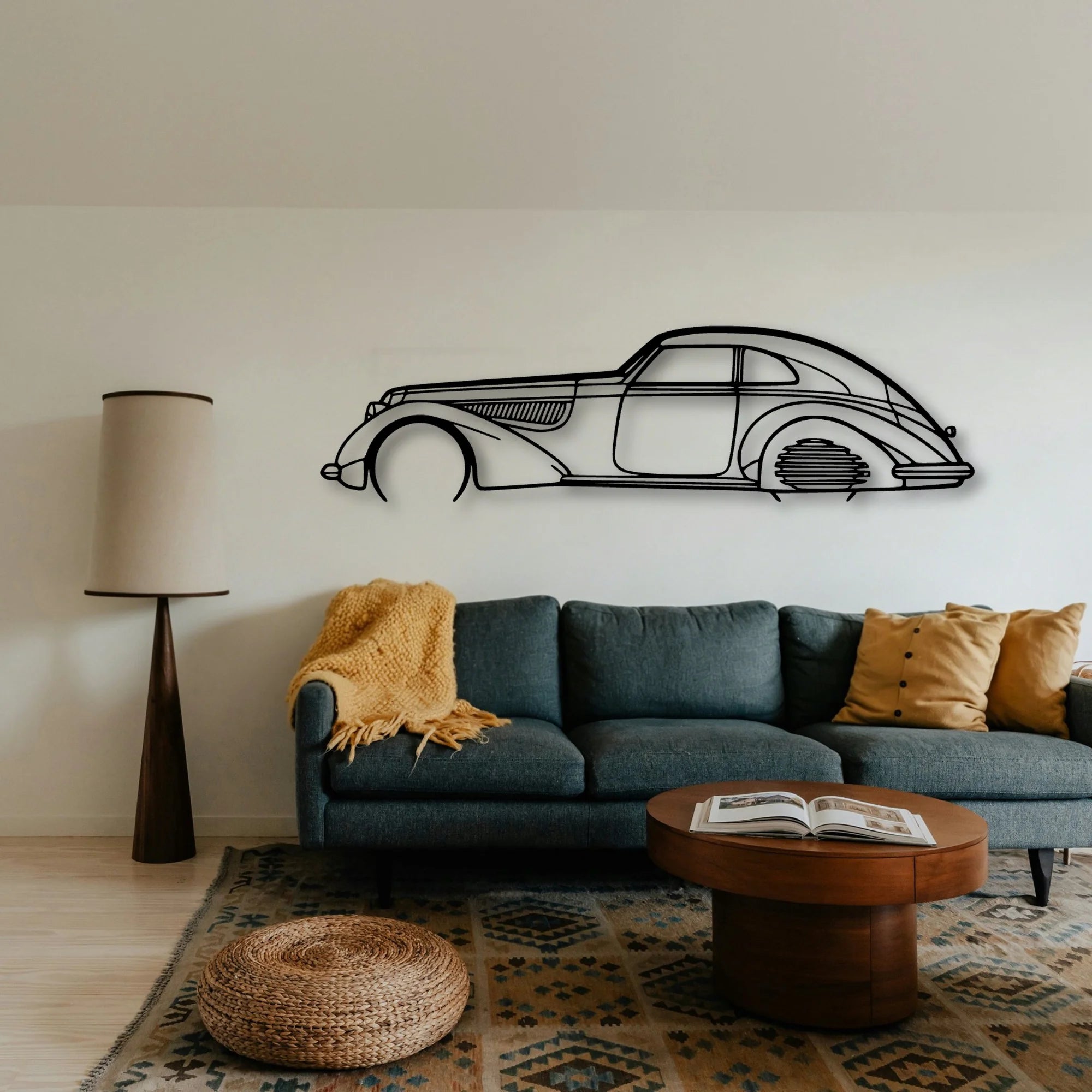 Alfa 8C 1937 Classic Silhouette Metal Wall Art - Tinvibe