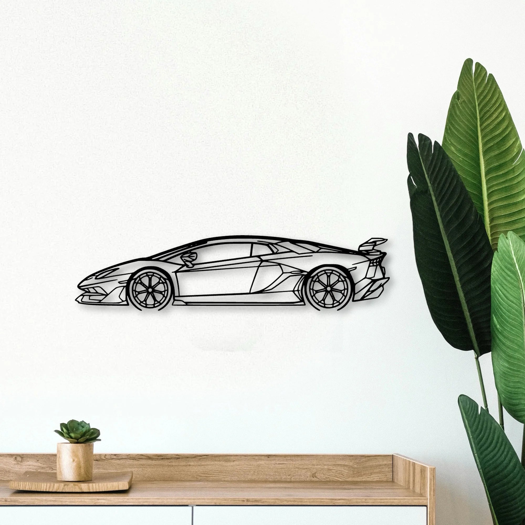 Aventador SVJ 2021 Classic Silhouette Metal Wall Art - Tinvibe