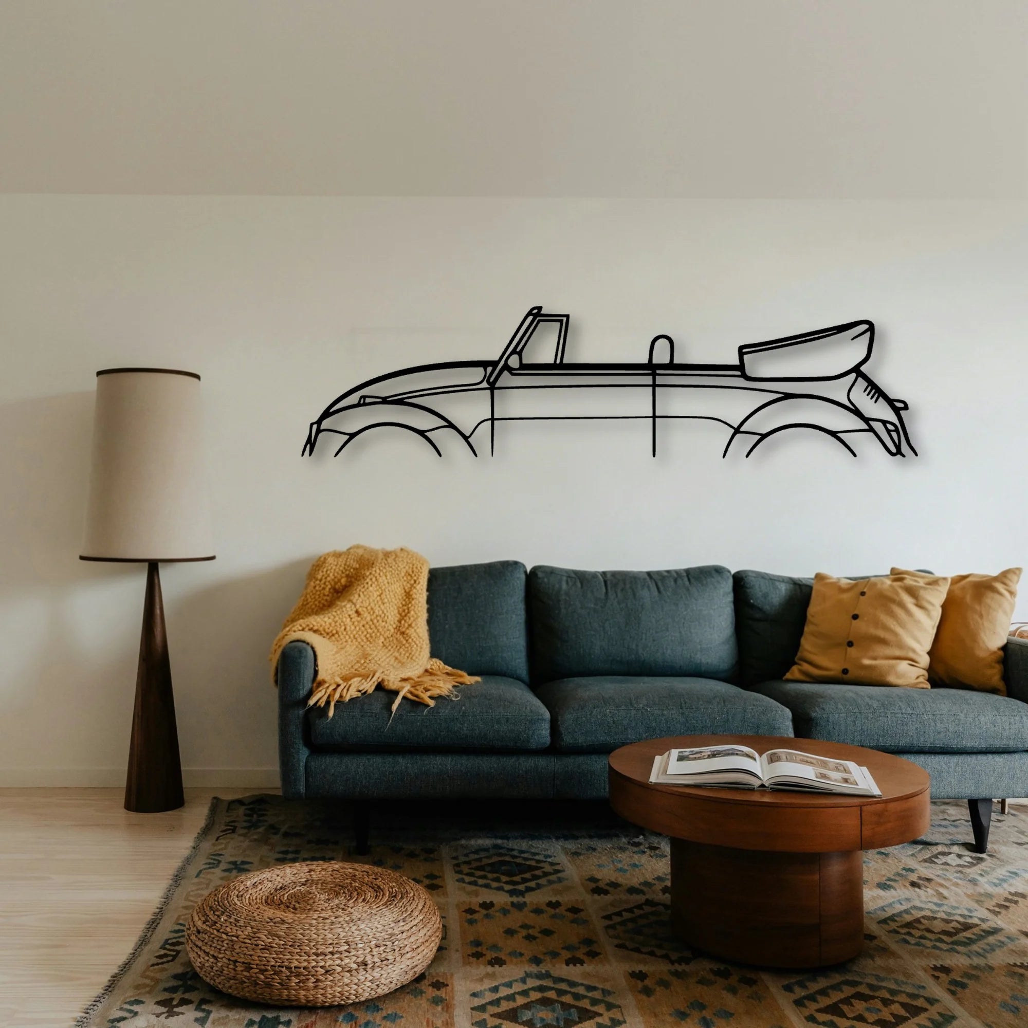 Beetle Convertible 1982 Classic Silhouette Metal Wall Art - Tinvibe