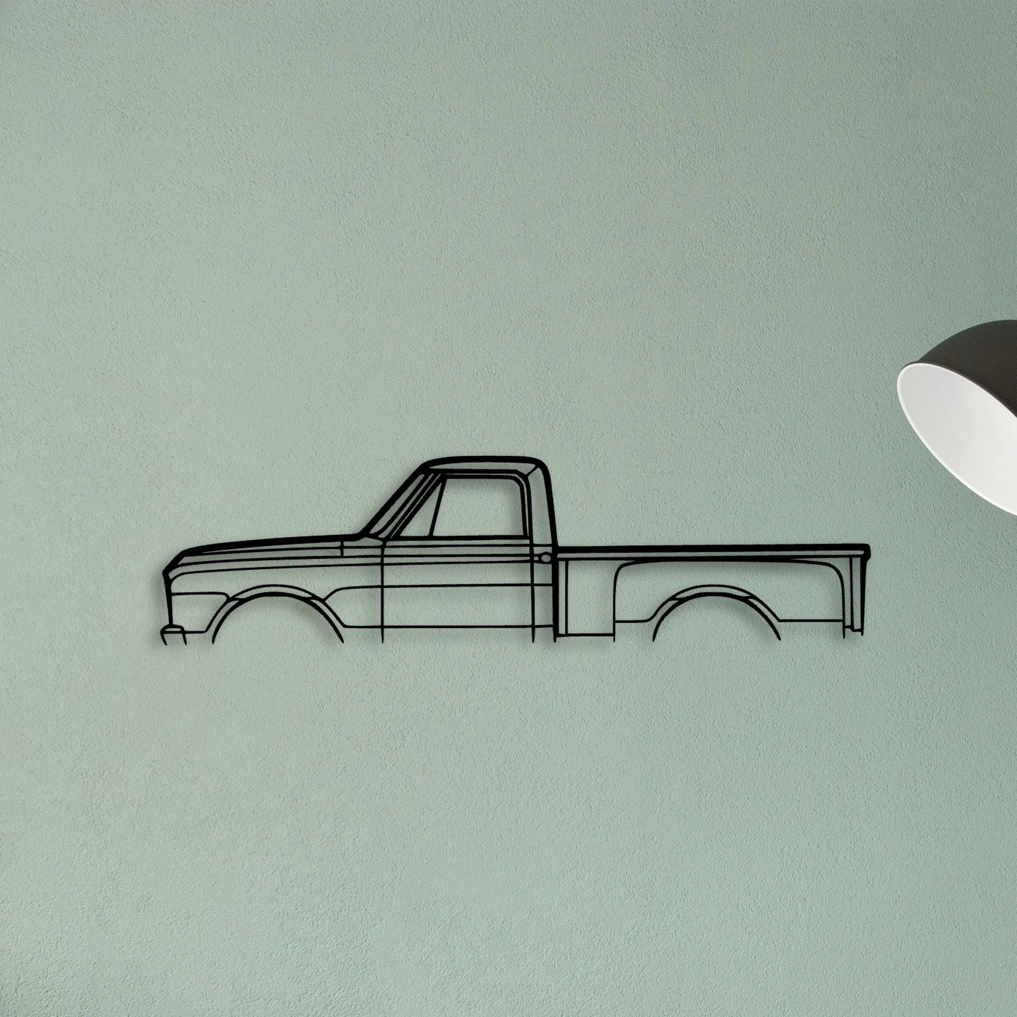 C10 Stepside 1968 Classic Silhouette Metal Wall Art - Tinvibe