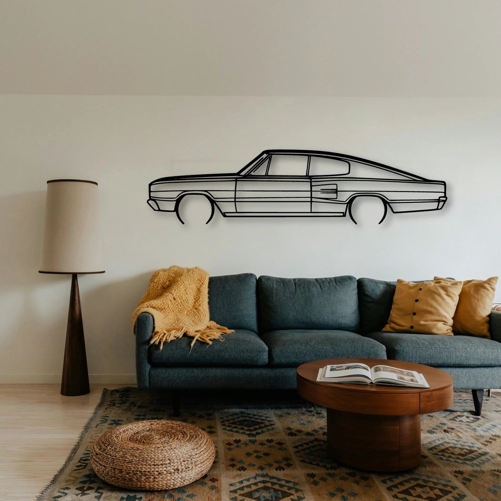 Charger 383 4B Fastback 1966 Classic Silhouette Metal Wall Art - Tinvibe