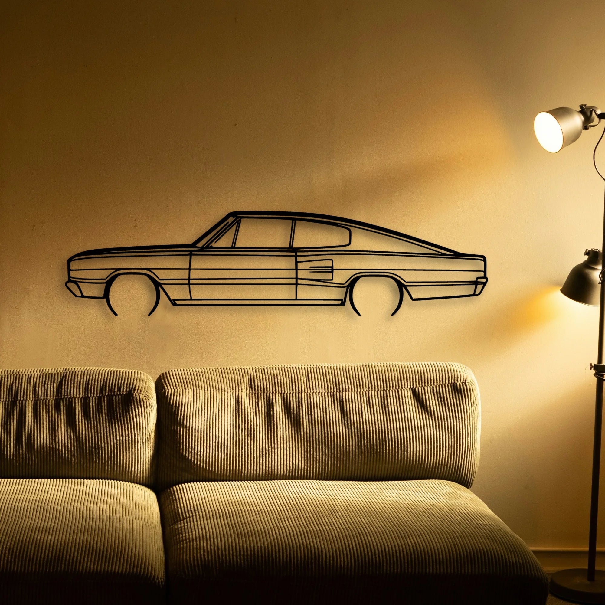 Charger 383 4B Fastback 1966 Classic Silhouette Metal Wall Art - Tinvibe