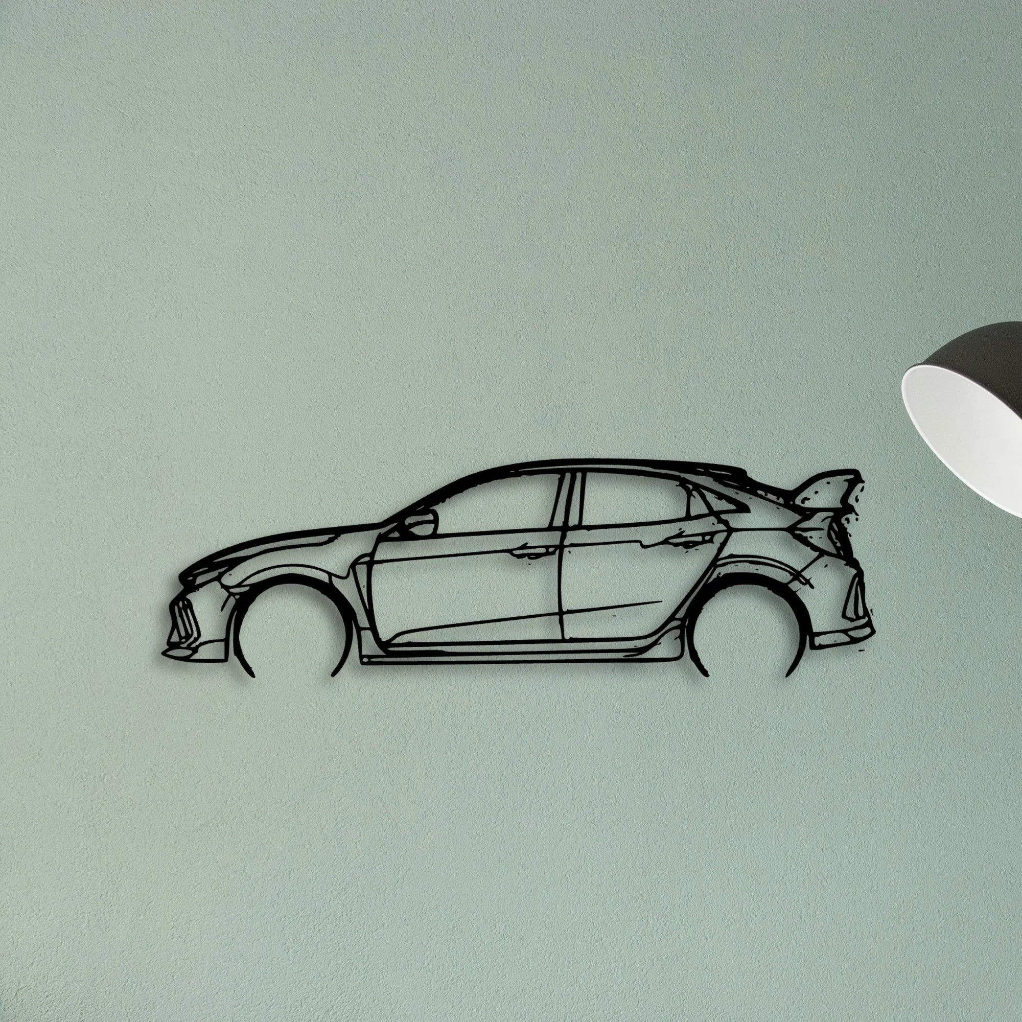 Civic Type R FK8 2 Classic Silhouette Metal Wall Art - Tinvibe