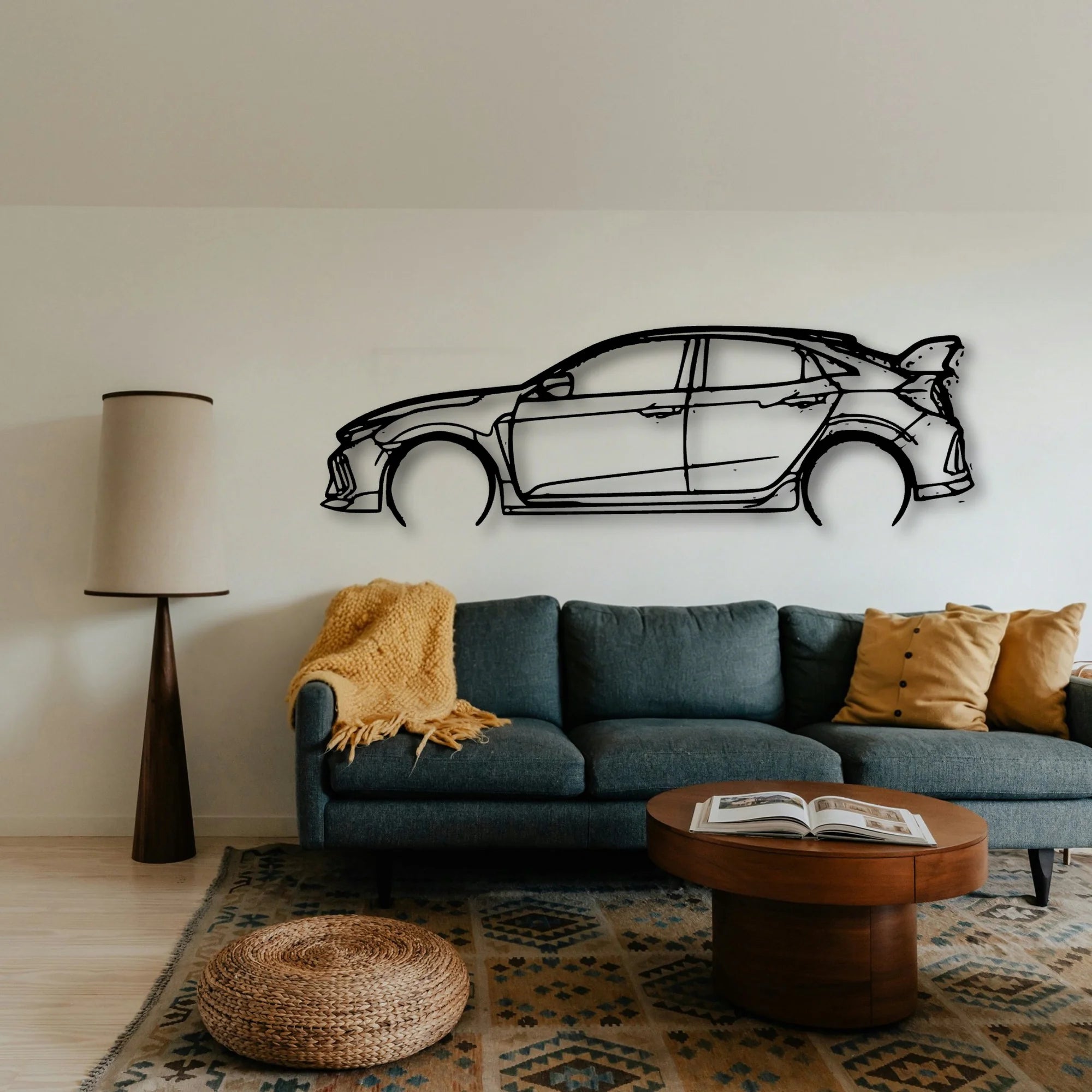 Civic Type R FK8 2 Classic Silhouette Metal Wall Art - Tinvibe