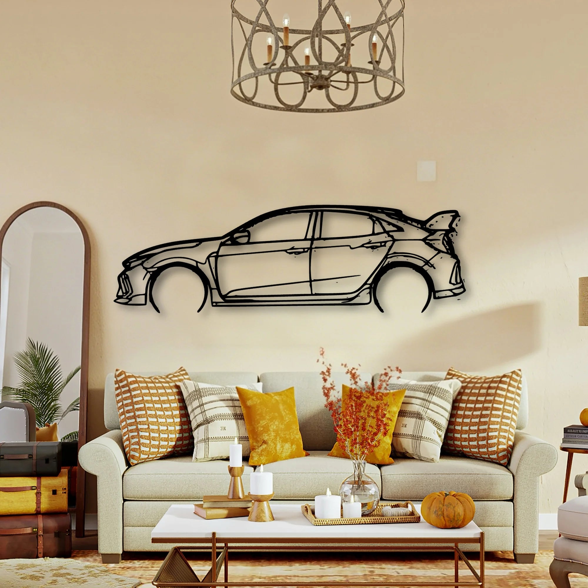 Civic Type R FK8 2 Classic Silhouette Metal Wall Art - Tinvibe