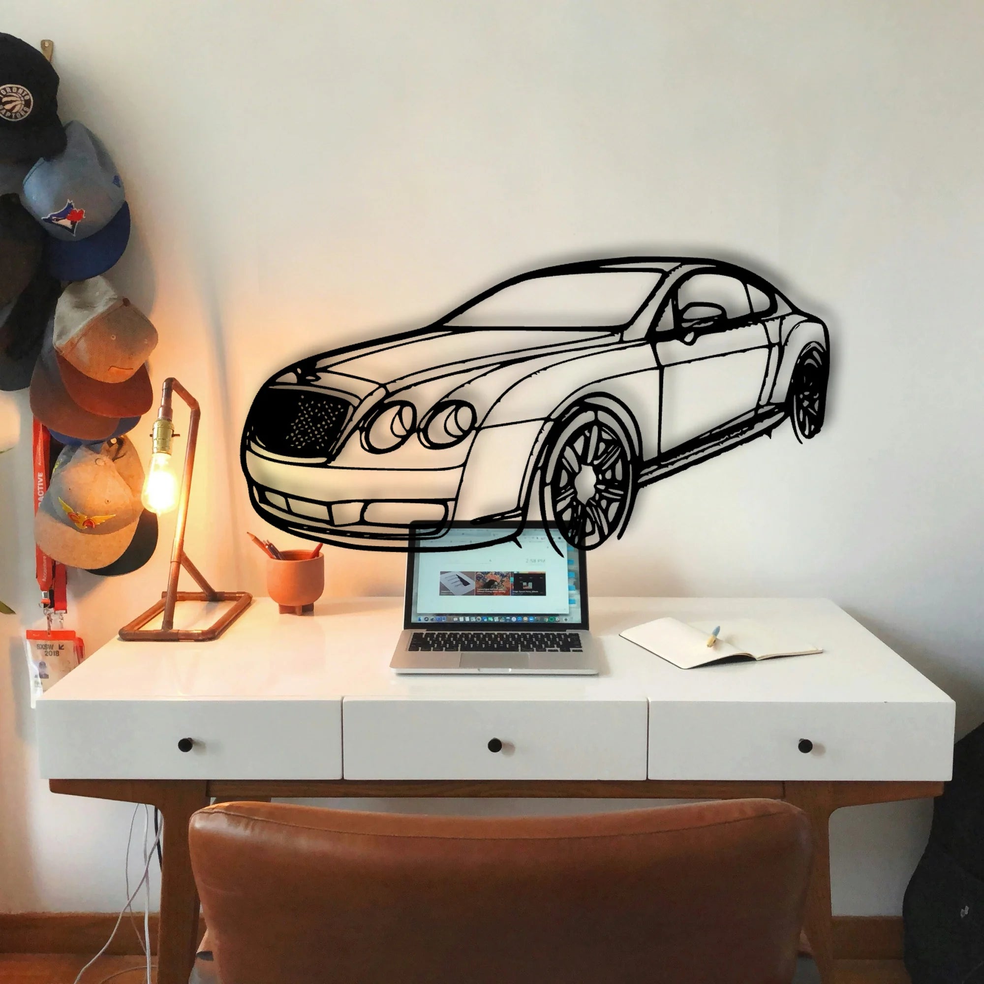 Continental GT 2007 Angle Classic Silhouette Metal Wall Art - Tinvibe
