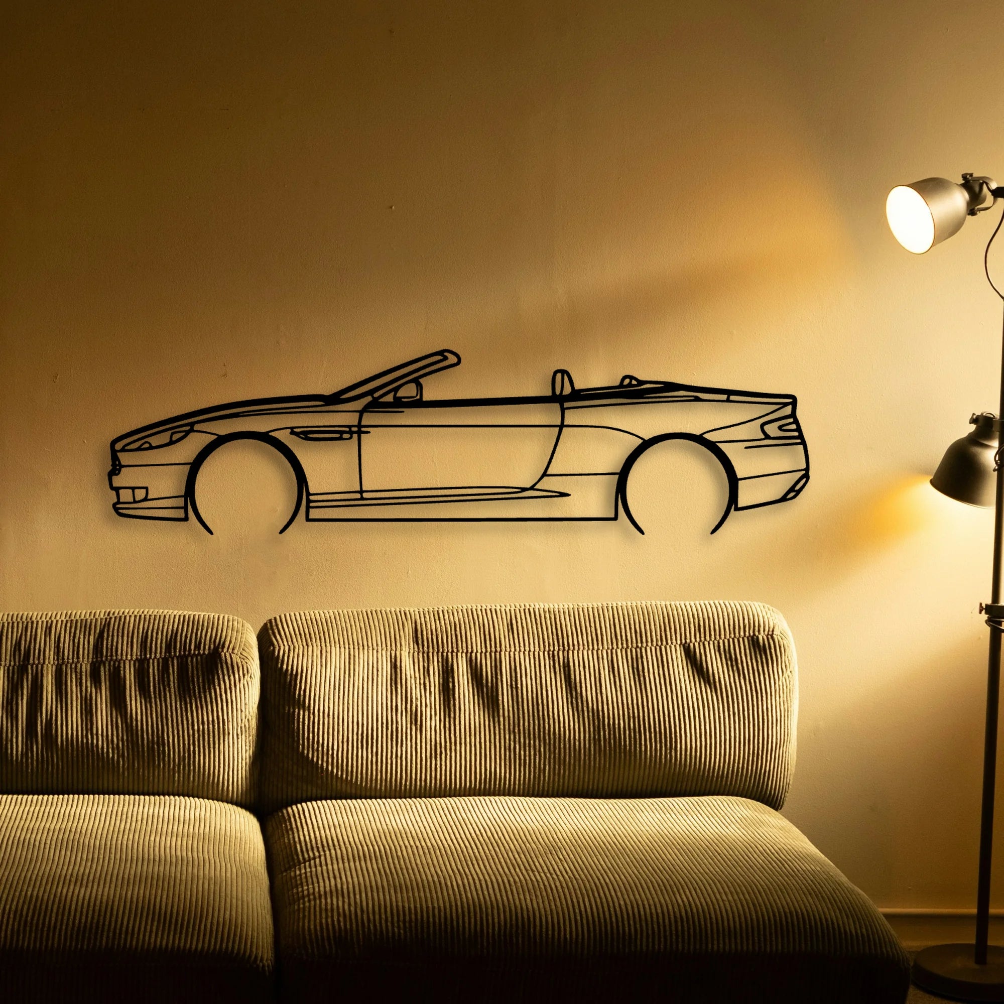 DB9 Convertible 2008 Classic Silhouette Metal Wall Art - Tinvibe