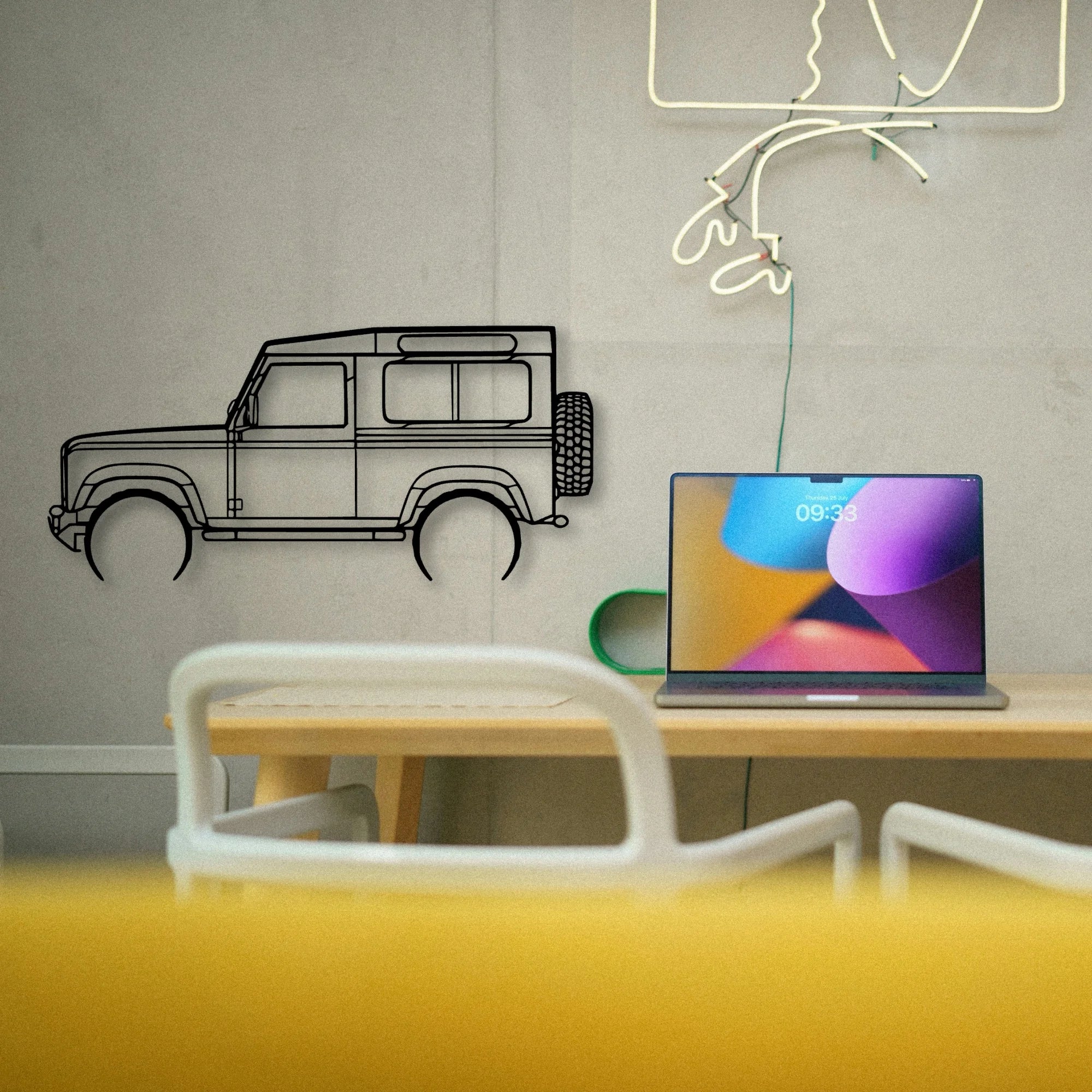 Defender 90 2005 Classic Silhouette Metal Wall Art - Tinvibe