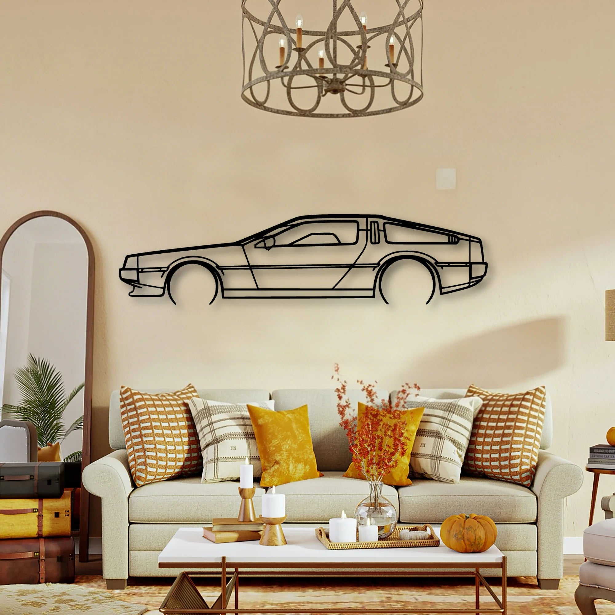 Delorean Classic Silhouette Metal Wall Art - Tinvibe