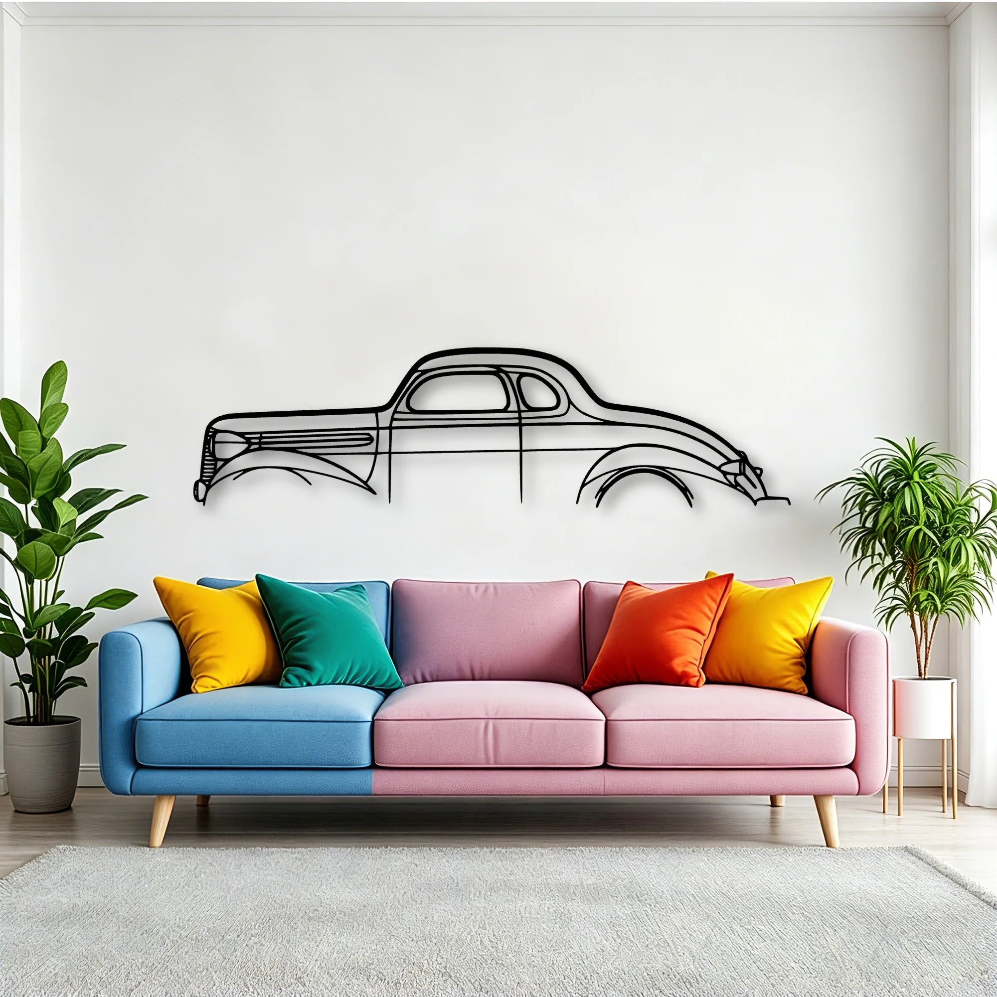 Dodge Coupe 1937 Classic Silhouette Metal Wall Art - Tinvibe
