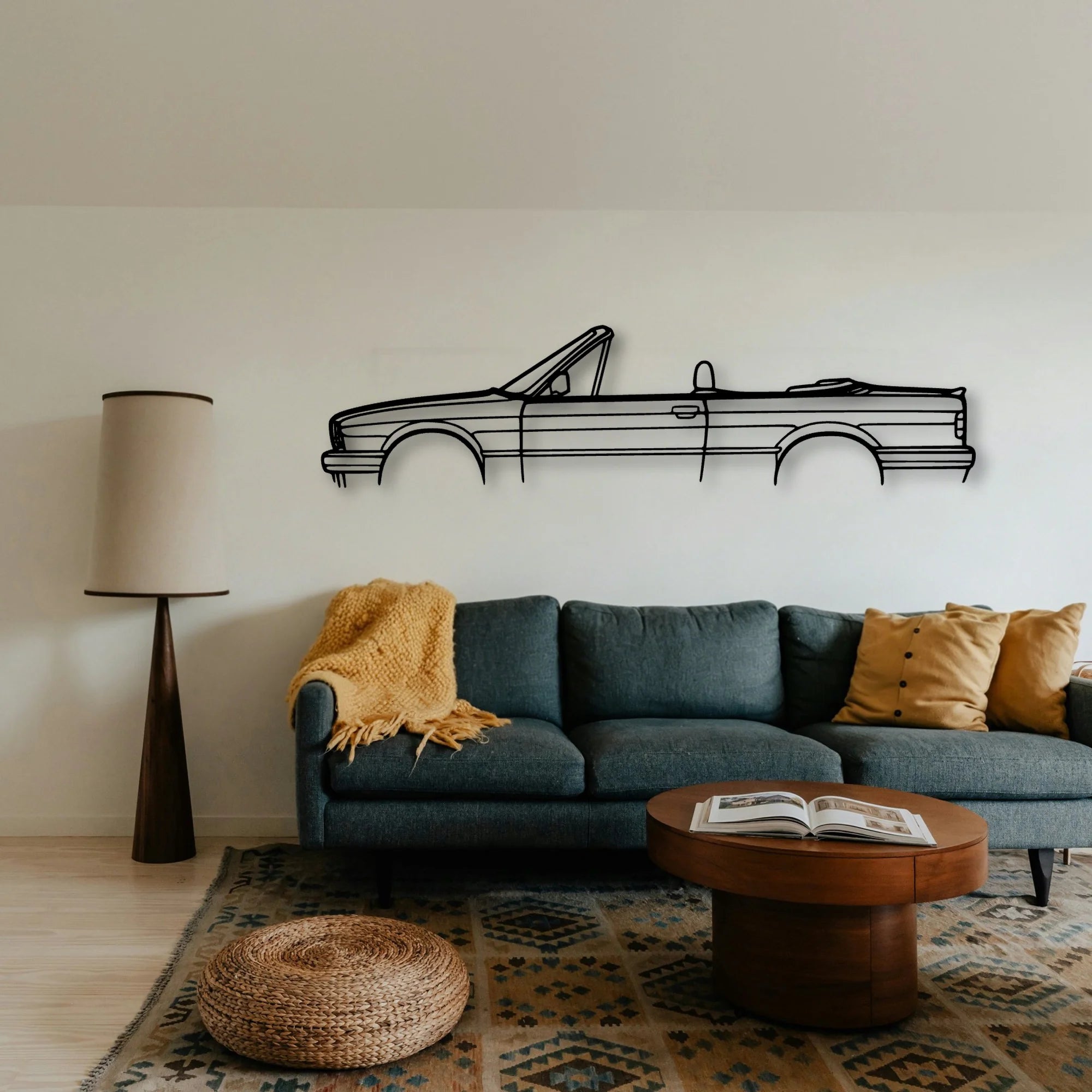 E30 325 Cabrio Classic Silhouette Metal Wall Art - Tinvibe