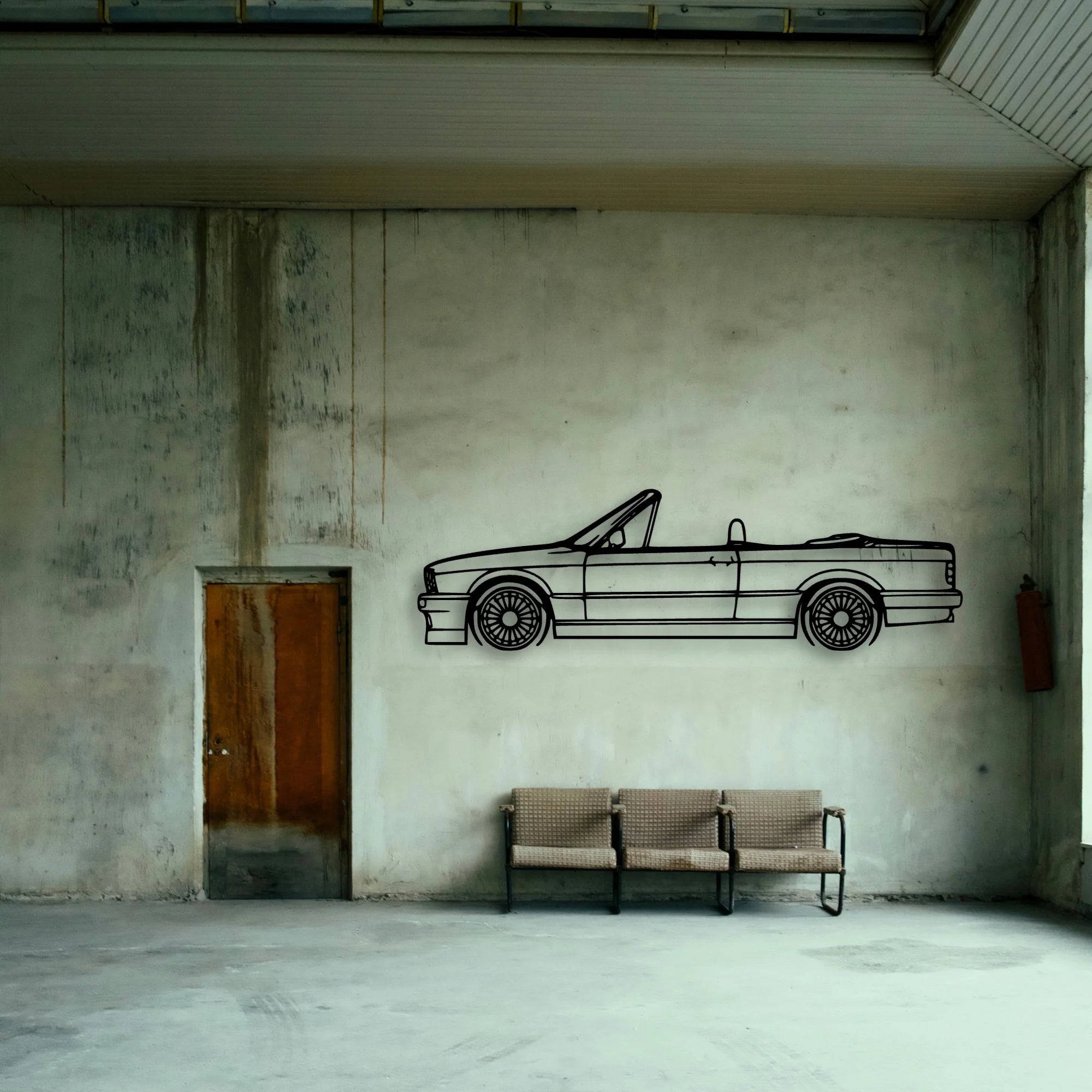 E30 Alpina Cabrio Classic Silhouette Metal Wall Art - Tinvibe