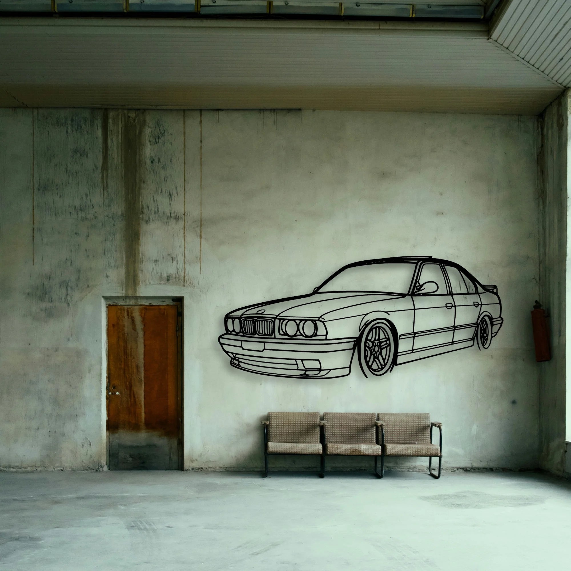 E34 Angle Classic Silhouette Metal Wall Art - Tinvibe