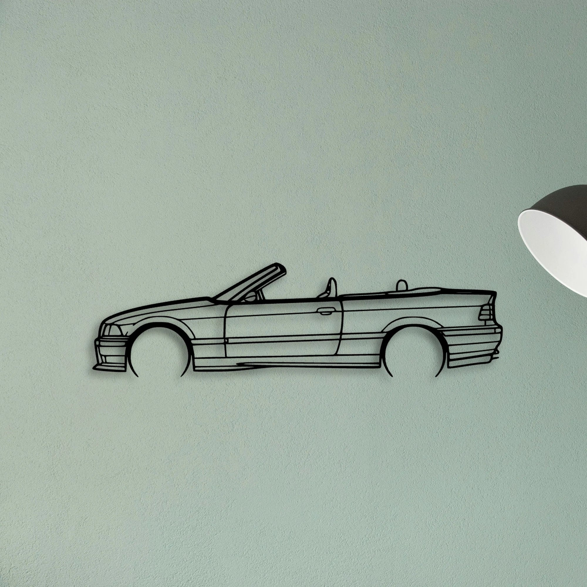 E36 M3 Convertible 1999 Classic Silhouette Metal Wall Art - Tinvibe