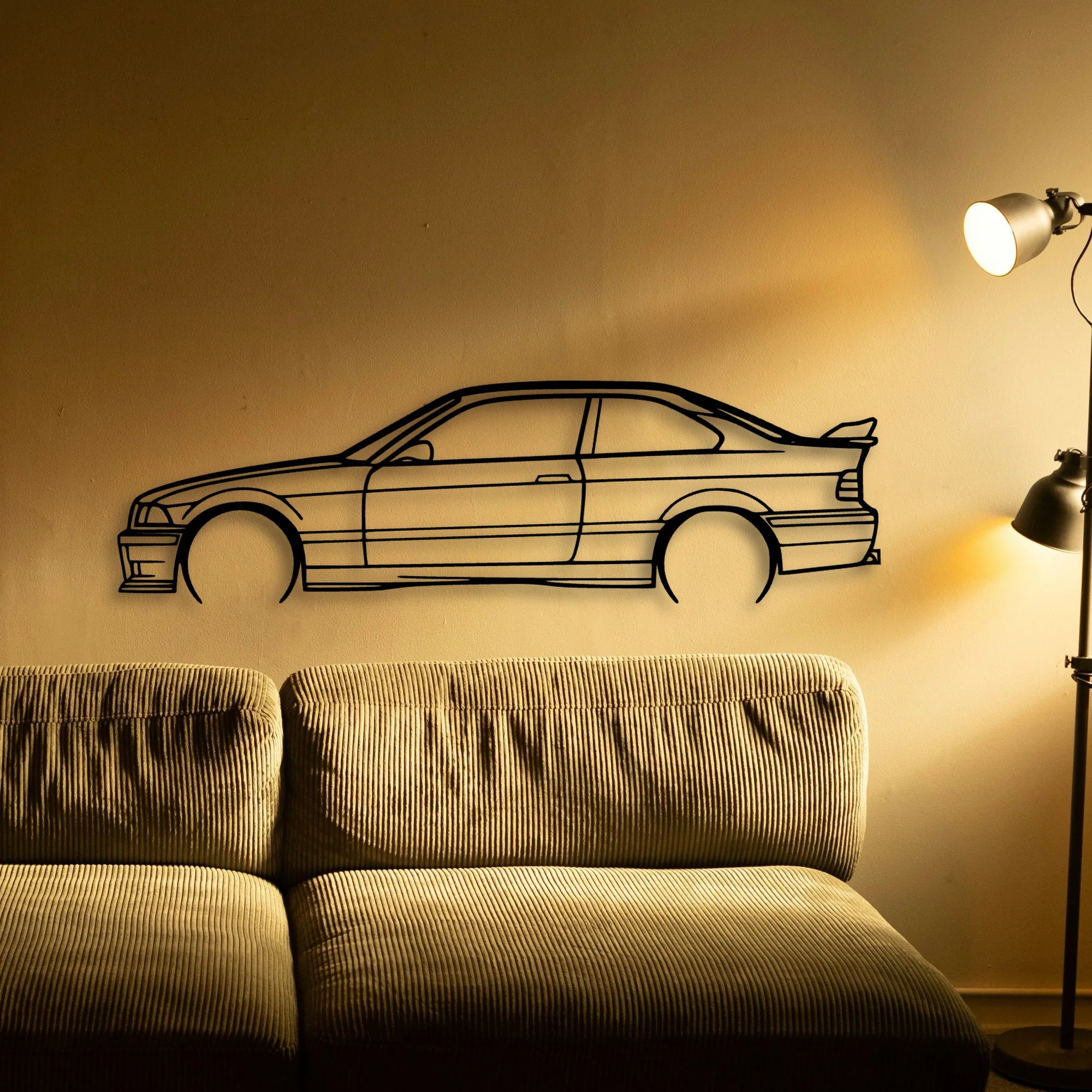 E36 M3 Coupe 2 Classic Silhouette Metal Wall Art - Tinvibe