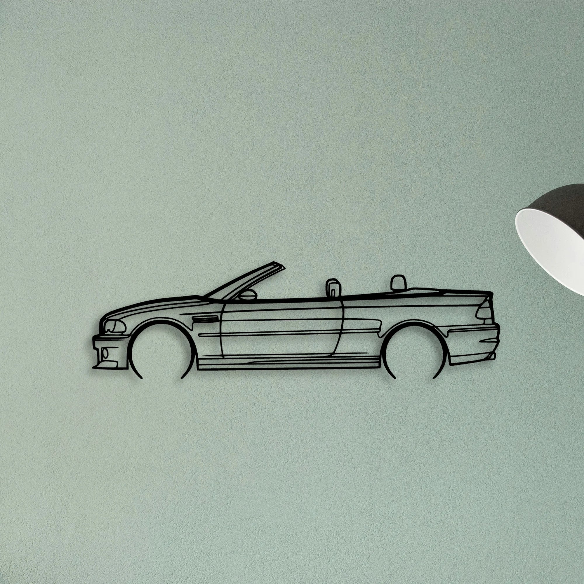 E46 M3 Convertible 2 Classic Silhouette Metal Wall Art - Tinvibe