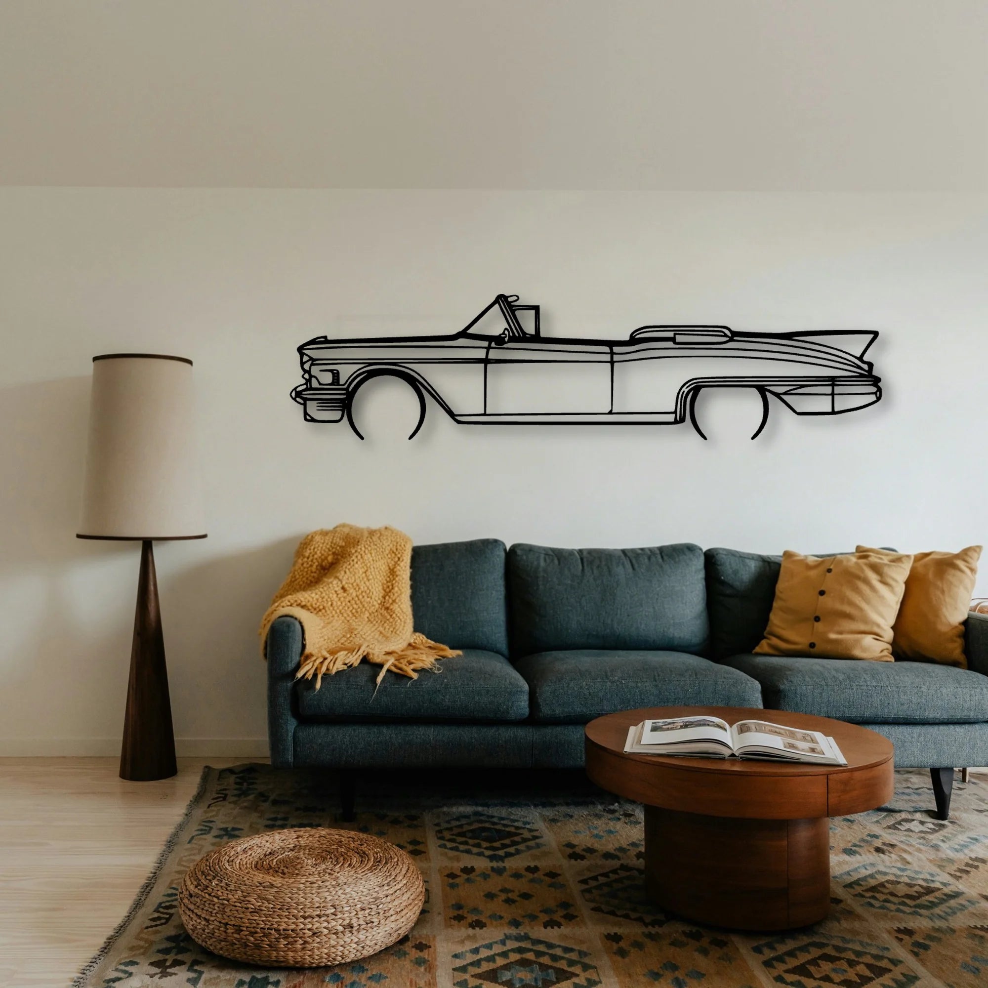Eldo Biarritz 1958 Convertible 2 Classic Silhouette Metal Wall Art - Tinvibe