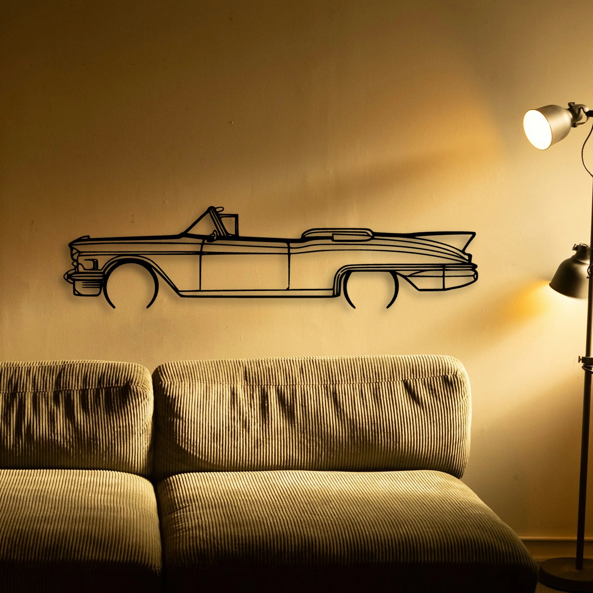 Eldo Biarritz 1958 Convertible 2 Classic Silhouette Metal Wall Art - Tinvibe