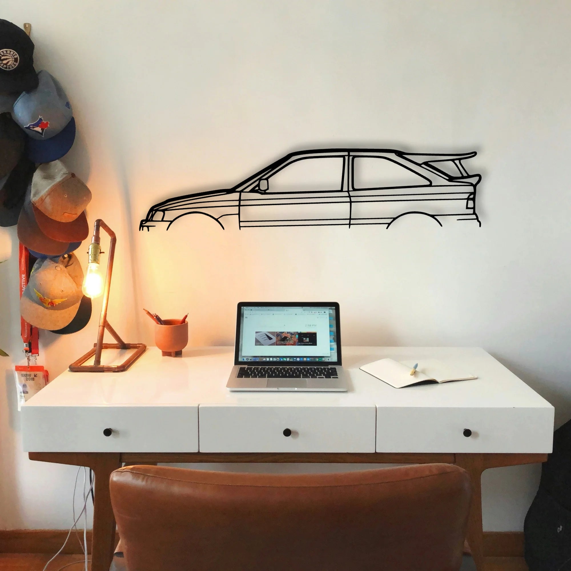 Escort Cosworth RS 1992 Classic Silhouette Metal Wall Art - Tinvibe