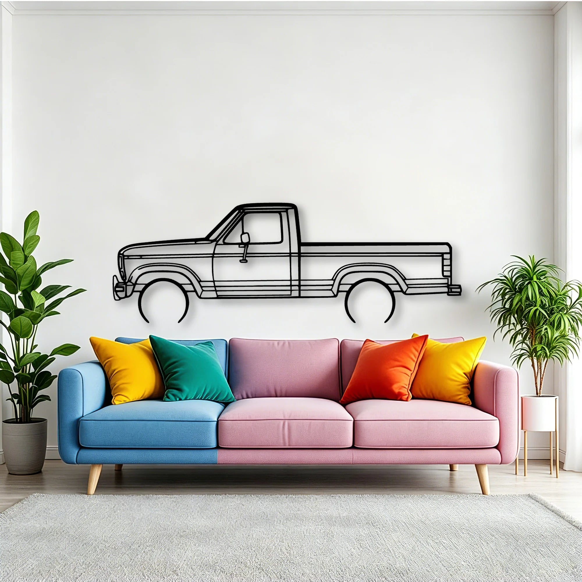 F 150 XLT 1986 Classic Silhouette Metal Wall Art - Tinvibe