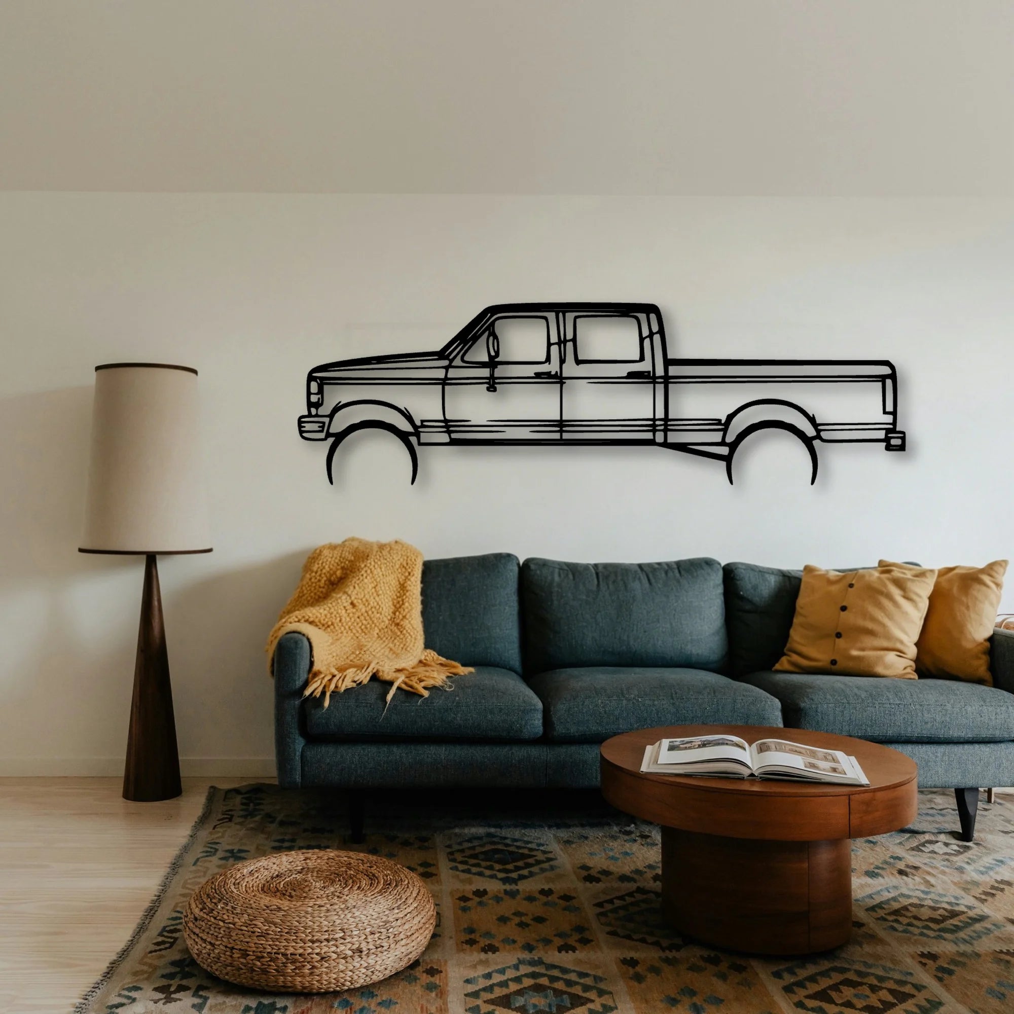F 250 1997 Classic Silhouette Metal Wall Art - Tinvibe