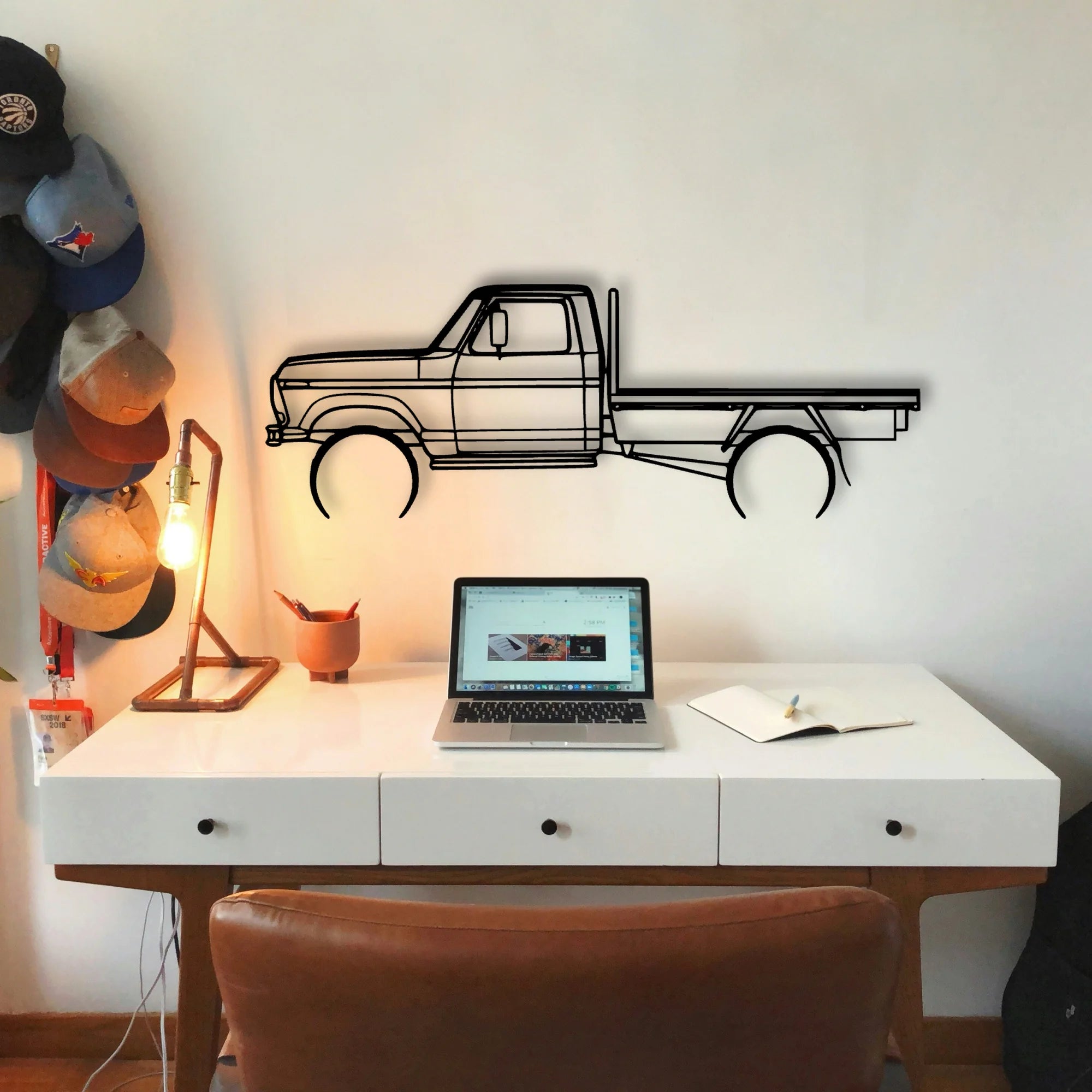 F100 Tray 1977 Classic Silhouette Metal Wall Art - Tinvibe