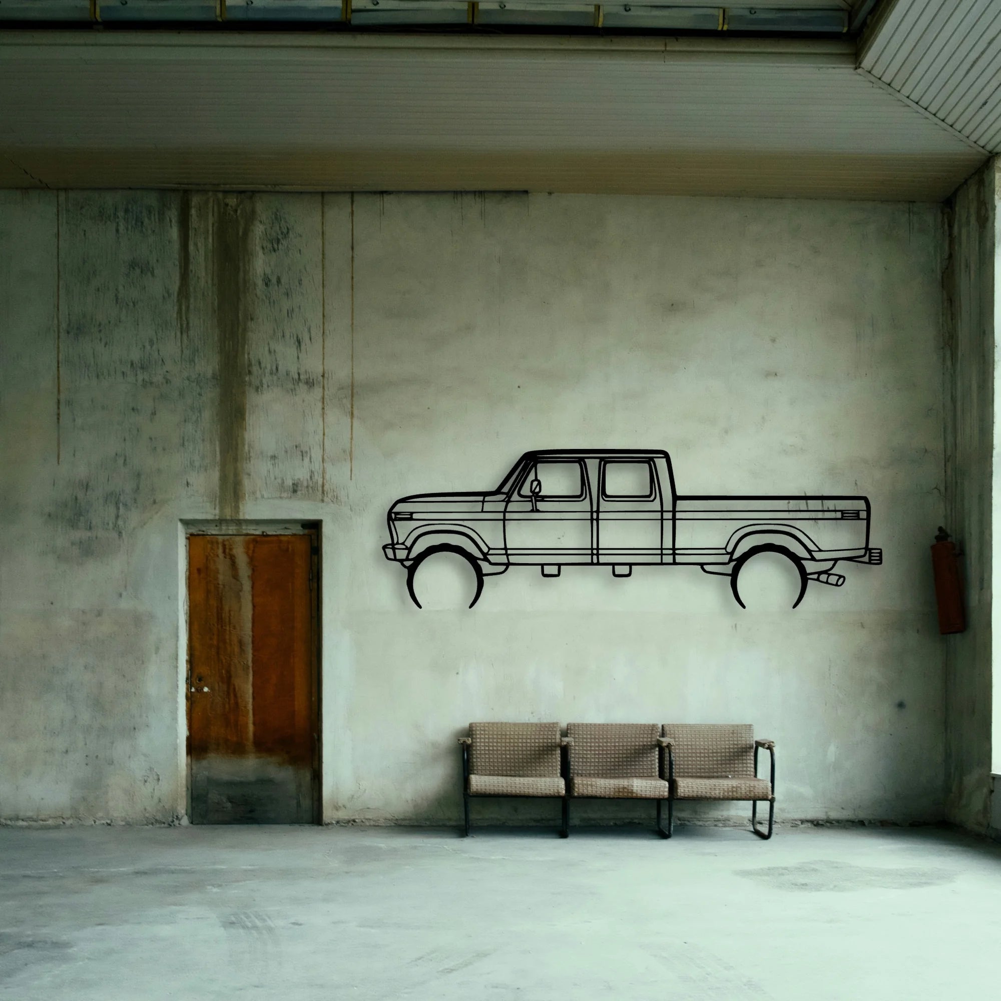 F350 1976 Classic Silhouette Metal Wall Art - Tinvibe