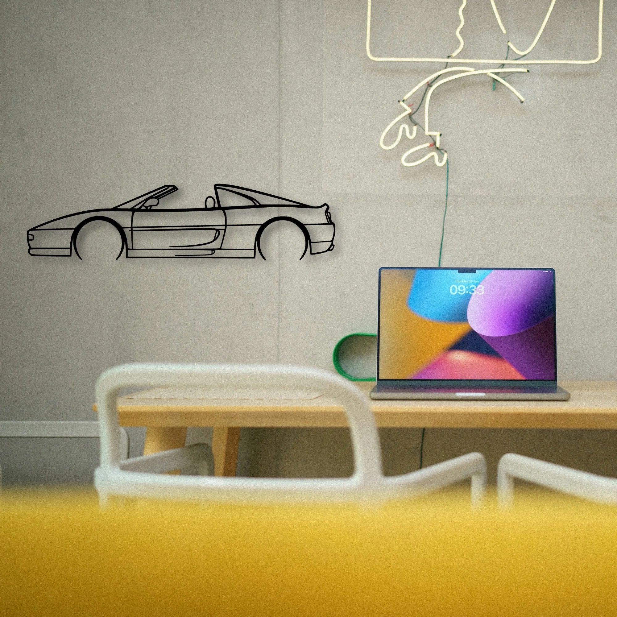 F355 3 Classic Silhouette Metal Wall Art - Tinvibe