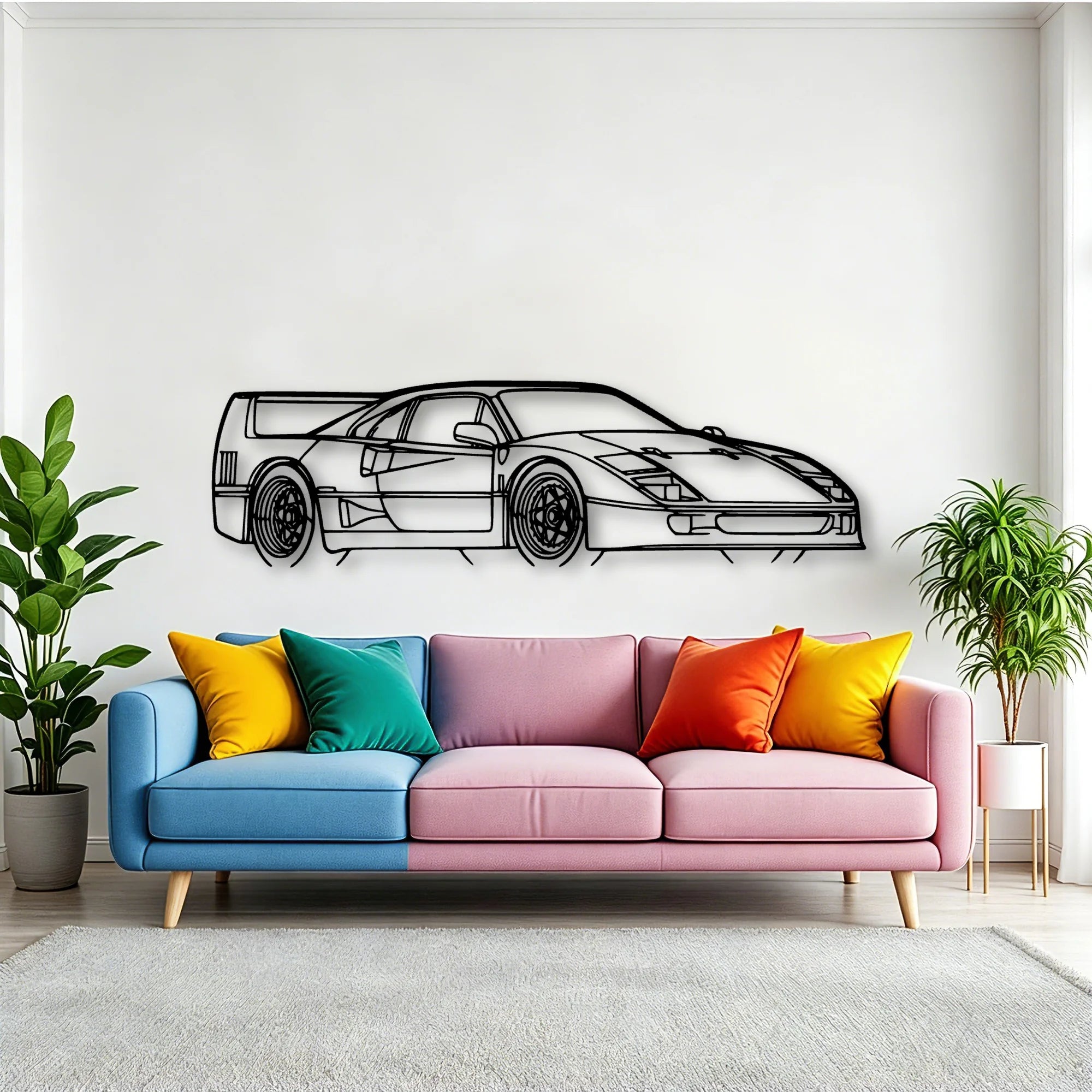 F40 Angle Classic Silhouette Metal Wall Art - Tinvibe
