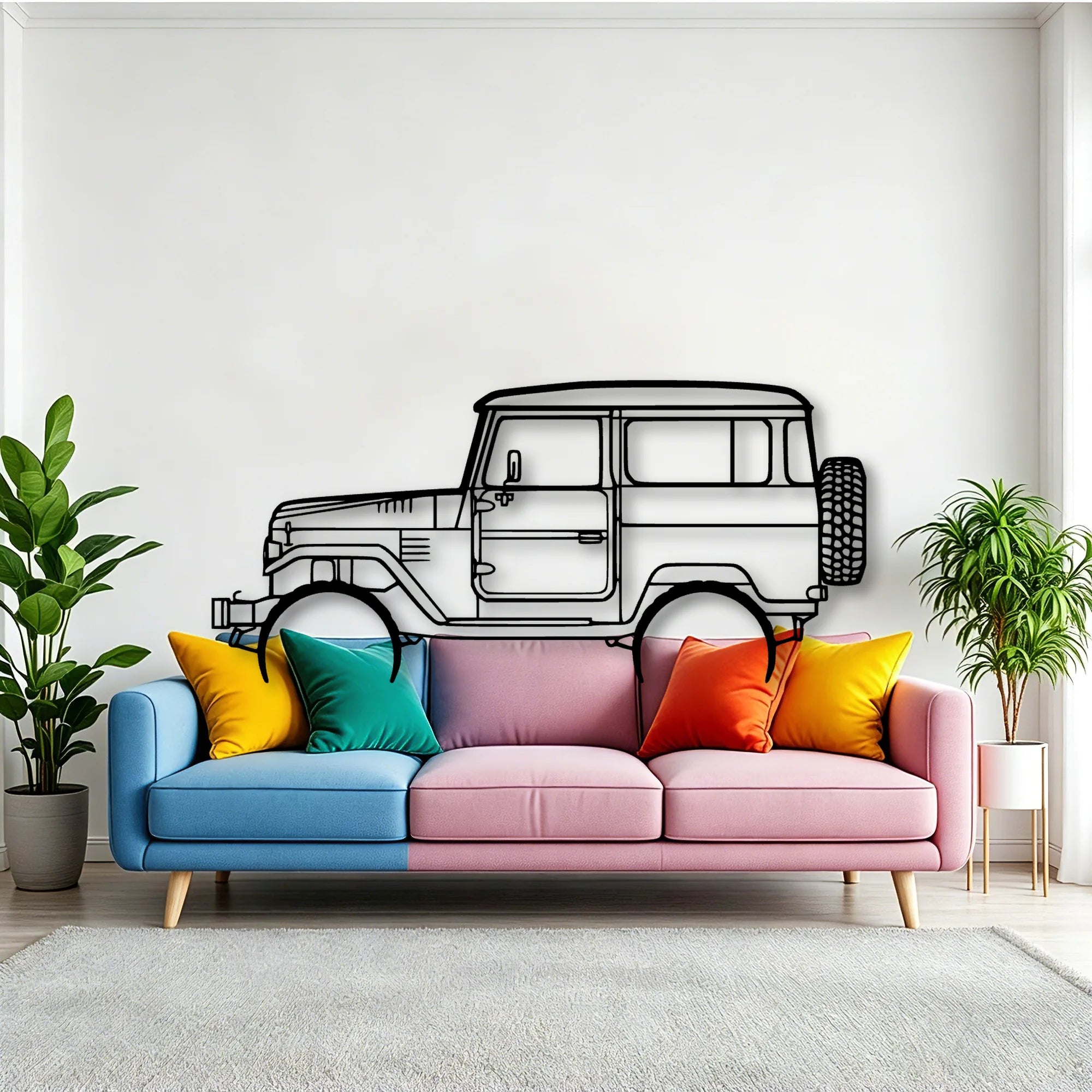 FJ40 1977 Classic Silhouette Metal Wall Art - Tinvibe