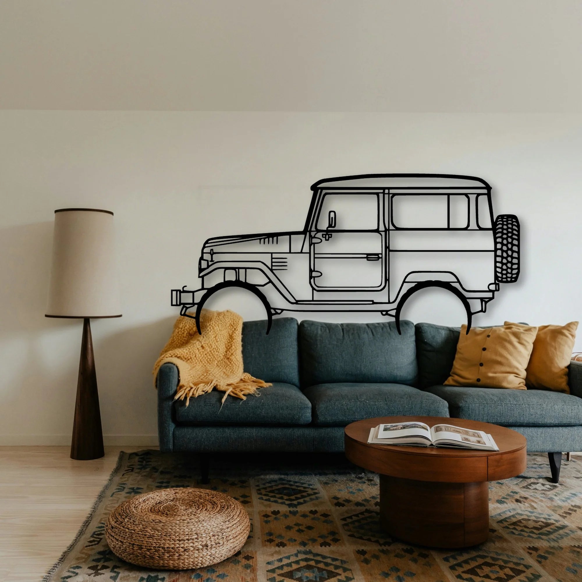 FJ40 1977 Classic Silhouette Metal Wall Art - Tinvibe