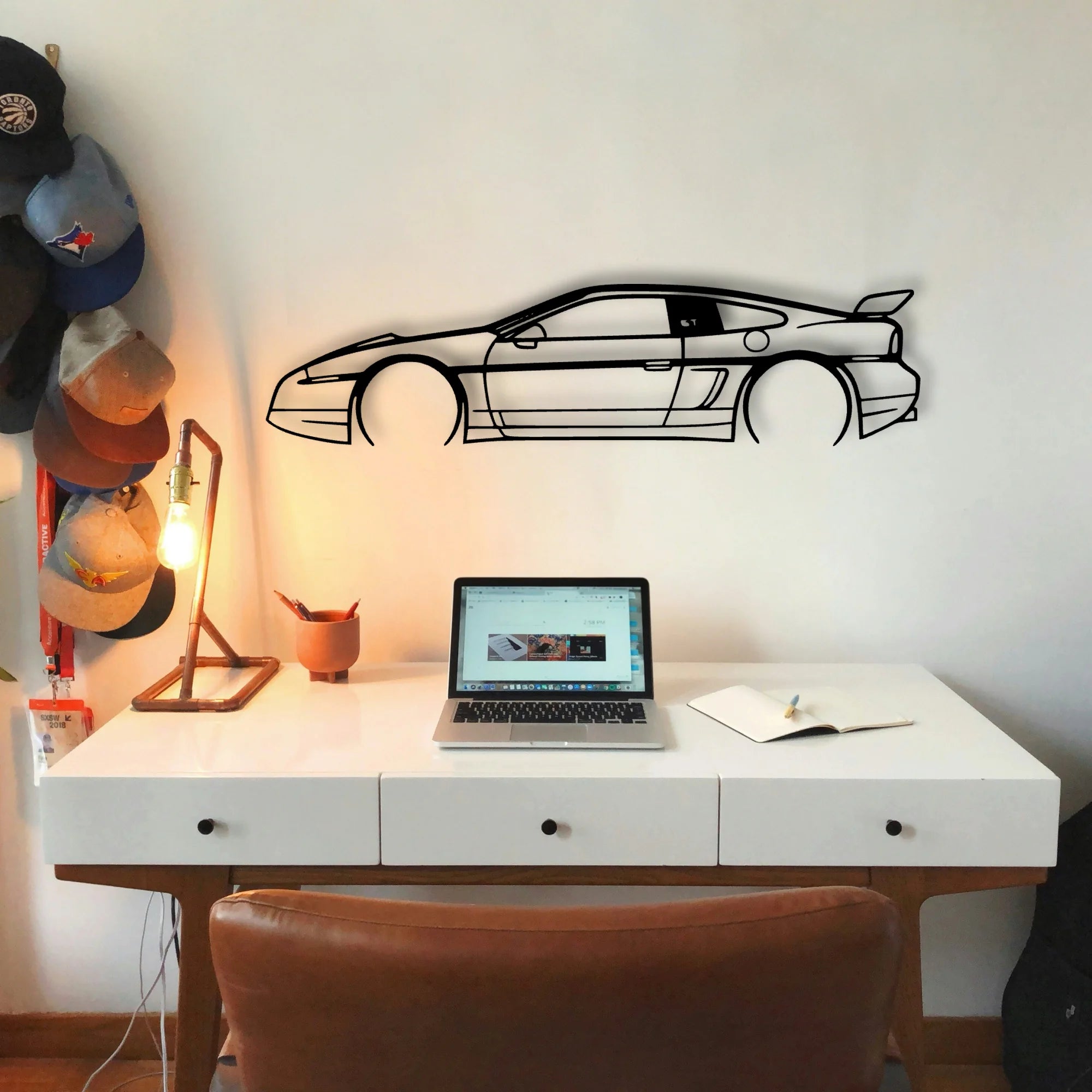 Fiero GT 1987 Classic Silhouette Metal Wall Art - Tinvibe