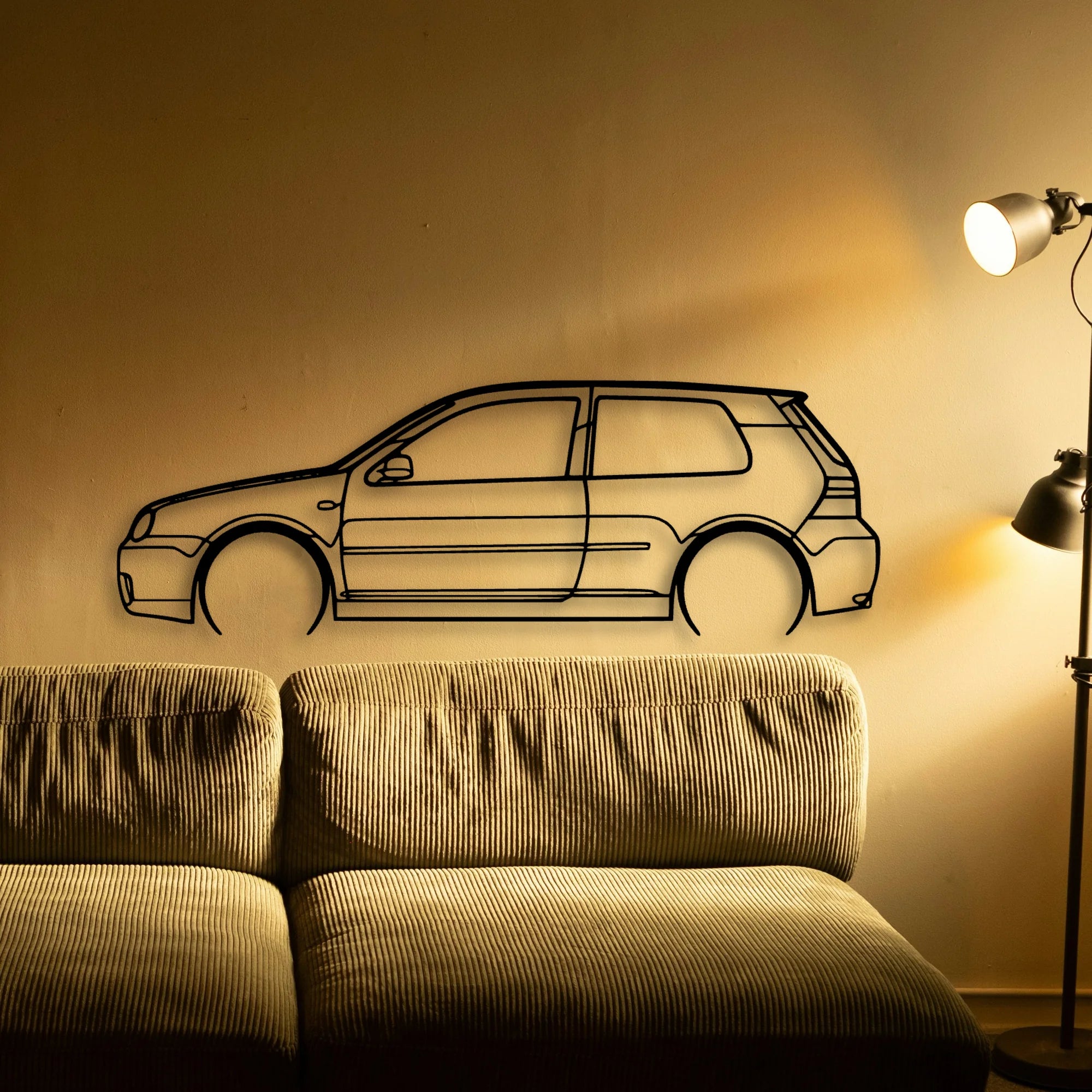 Golf 4 R32 2 Classic Silhouette Metal Wall Art - Tinvibe